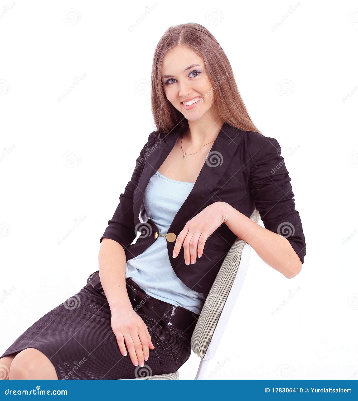 Beautiful Business Woman Sitting On Office Chair Stock Photo - Image of