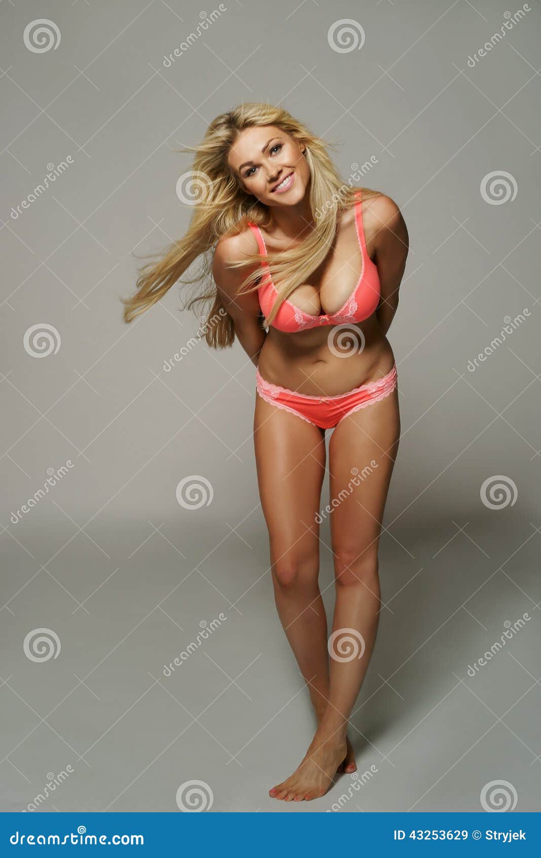 Beautiful Busty Blond Woman in a Bikini Stock Image - Image of attractive,  blue: 43253629