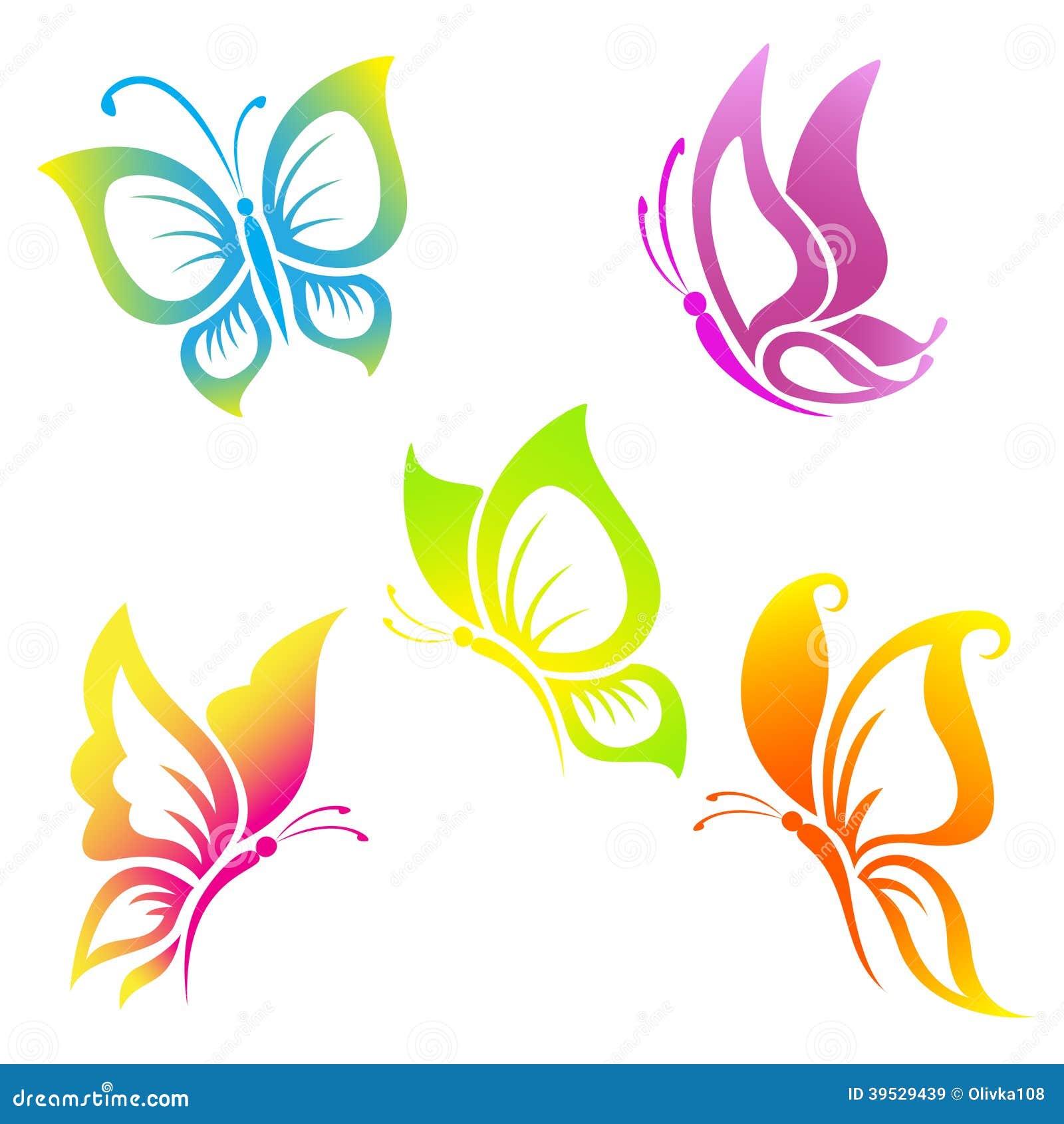 Beautiful Butterfly Icon Set Stock Vector - Image: 39529439