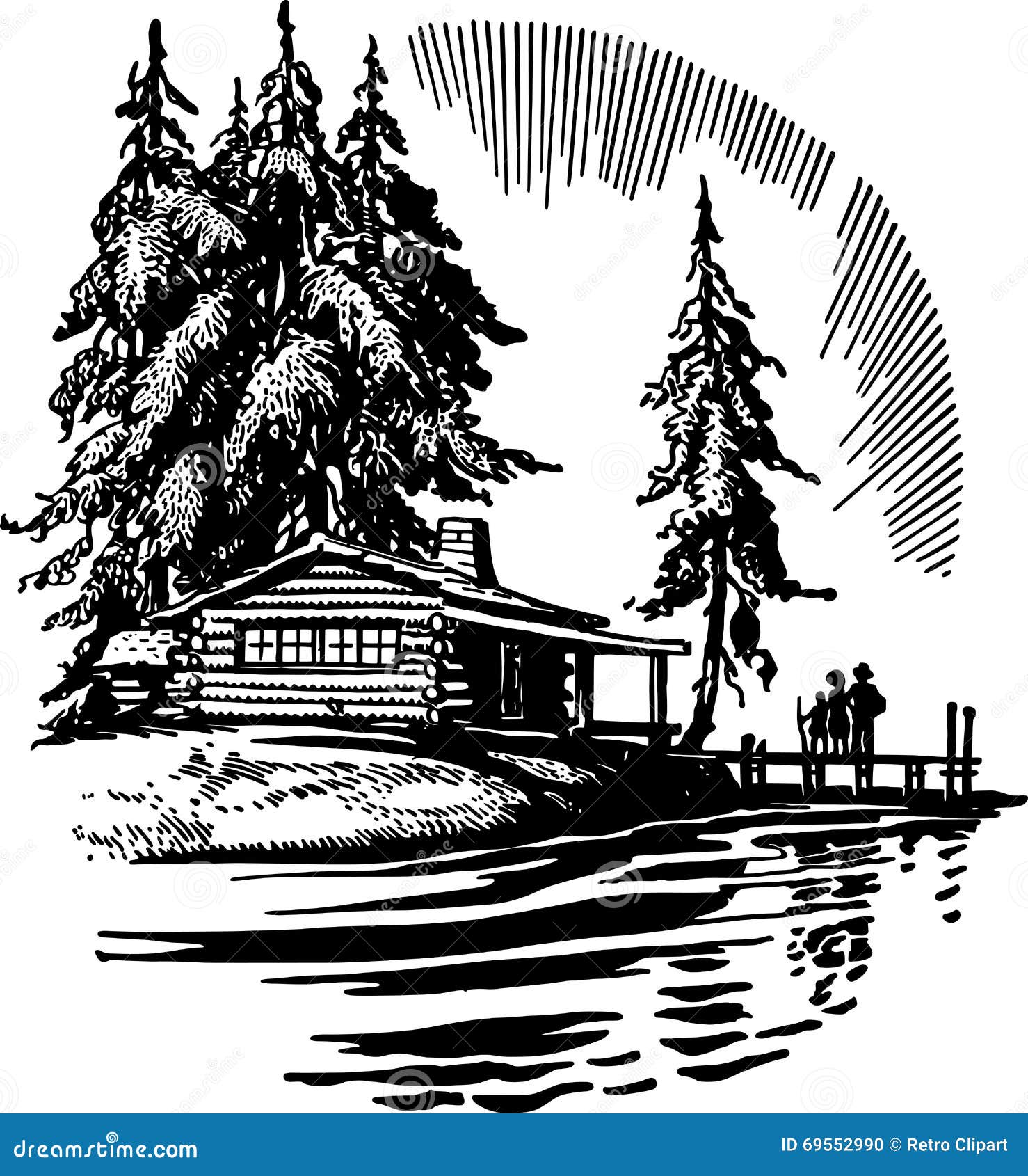 cabin camping clipart