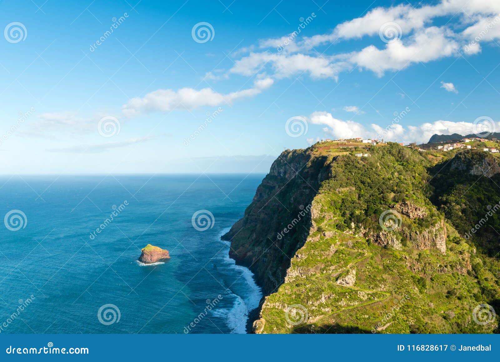 cabo aÃÂ©reo outlook at coastal cliffs, sao jorge, madeira, portugal