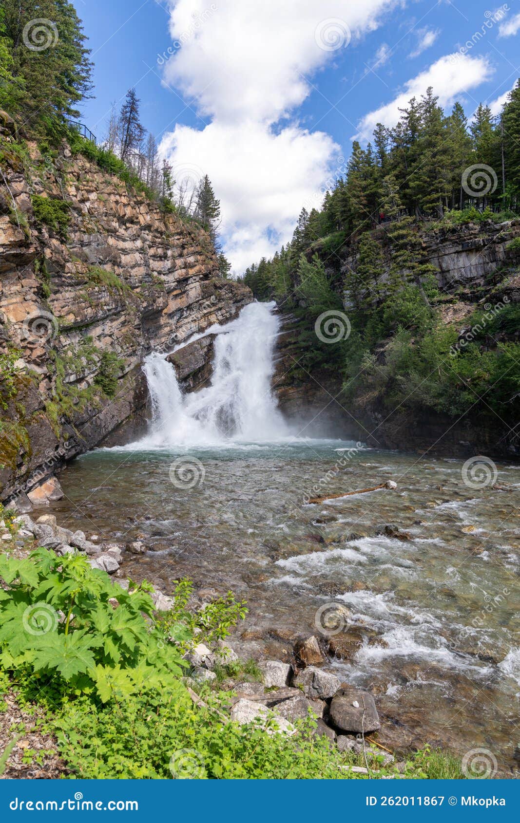 beautiful cameron falls waterfall in waterton lakes national park canada