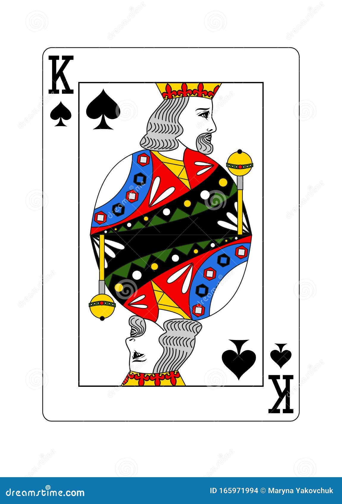 The Beautiful Card of the King of Spades in Classic Style Stock Vector