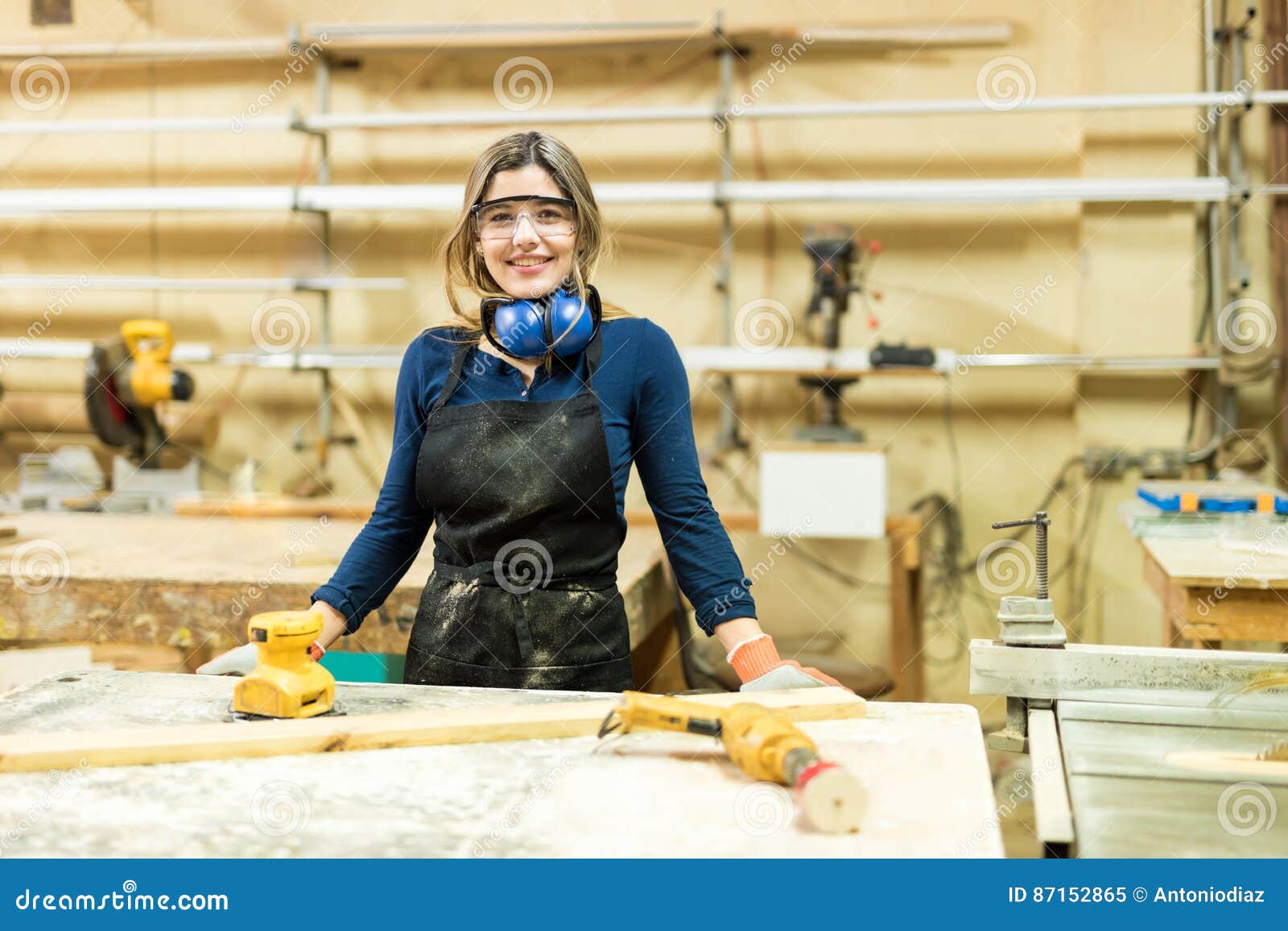 Beautiful Carpenter In A Woodshop Stock Image - Image of 