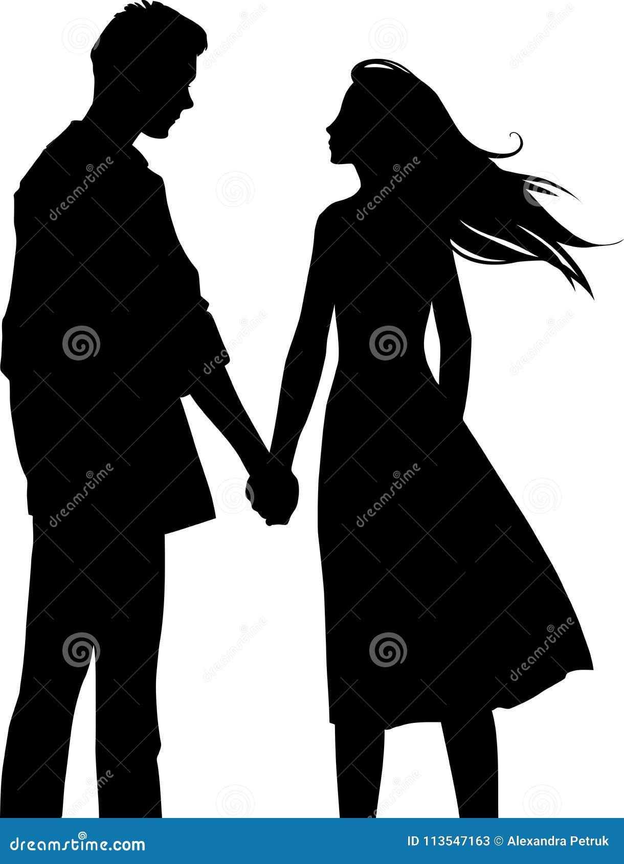 couple holding hands silhouettes