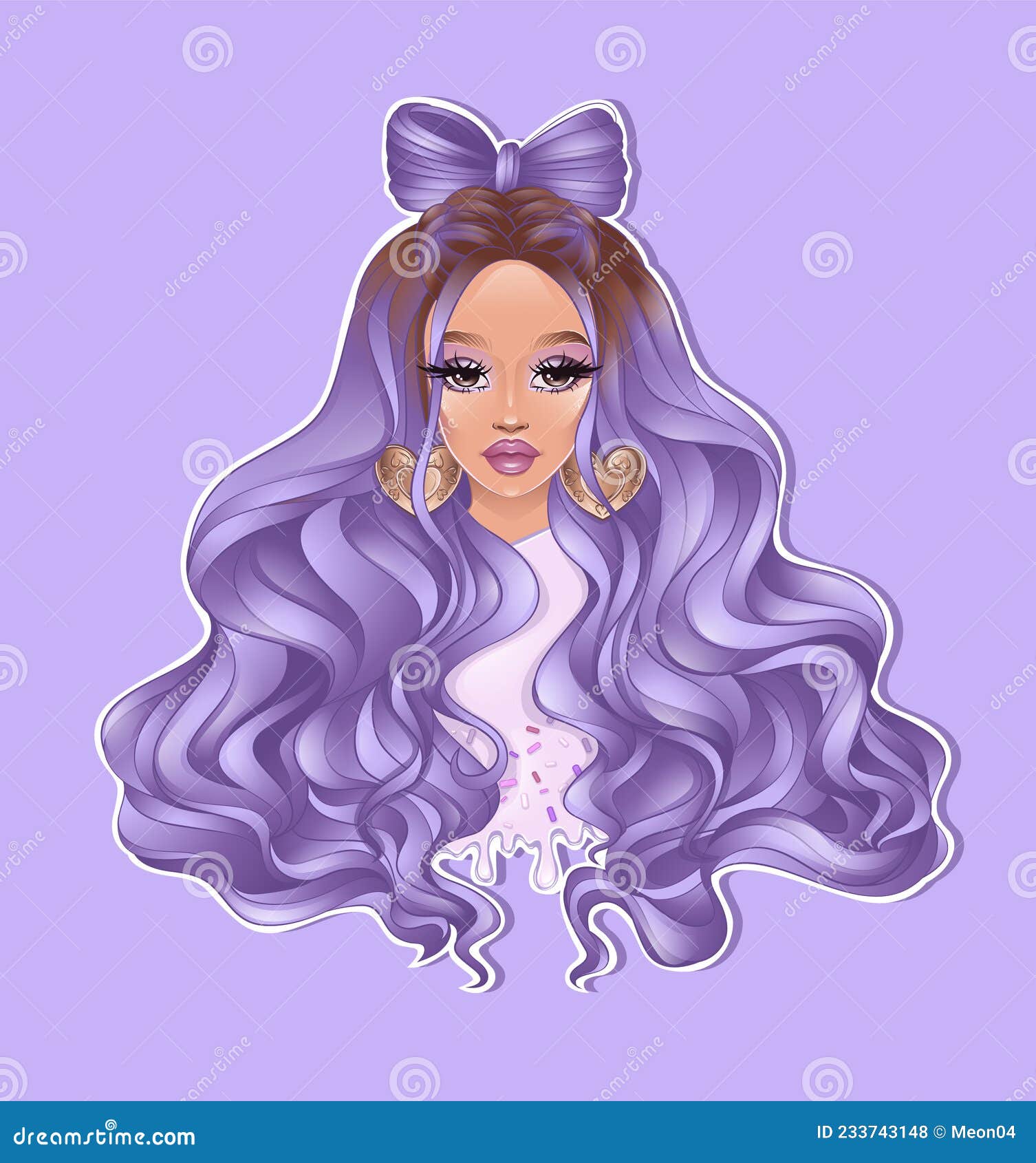 Beautiful Cartoon Girl in Purple Color Stock Vector - Illustration of stylish, face: 233743148 Beautiful Cartoon Girl in Purple Color Stock Vector - Illustration of stylish, face: 233743148