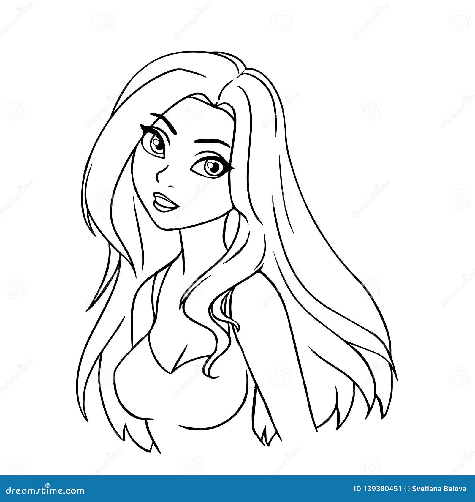 Beautiful Cartoon Smiling Girl Portrait. Long Hair, Big Eyes Stock Illustration - Illustration of isolated, beautiful: 139380451 Beautiful Cartoon Smiling Girl Portrait. Long Hair, Big Eyes Stock Illustration - Illustration of isolated, beautiful: 139380451