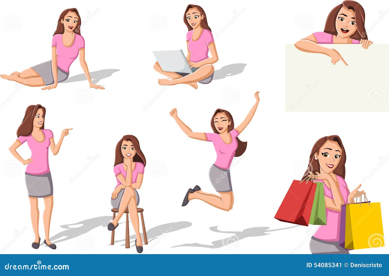 Beautiful cartoon woman stock vector. Image of jump, professional