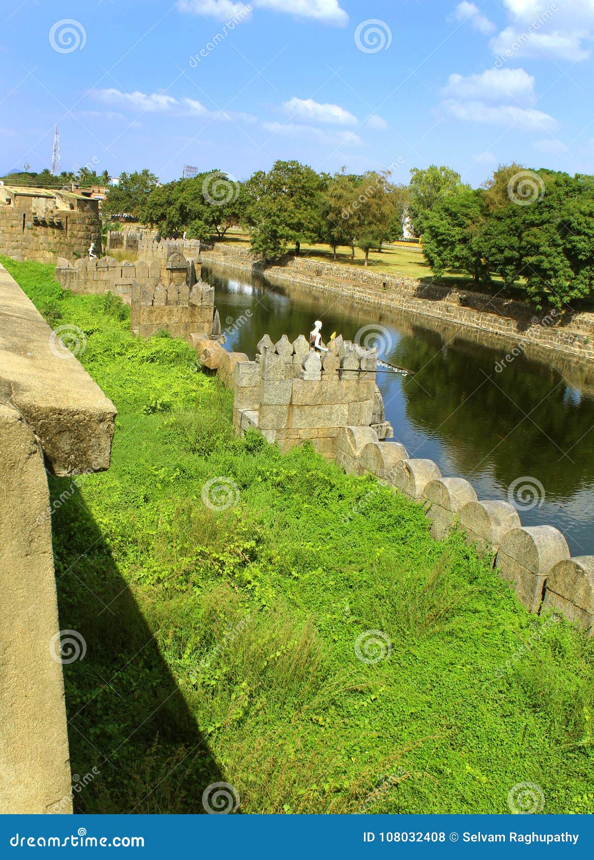 beautiful castle wall and battlements with trench