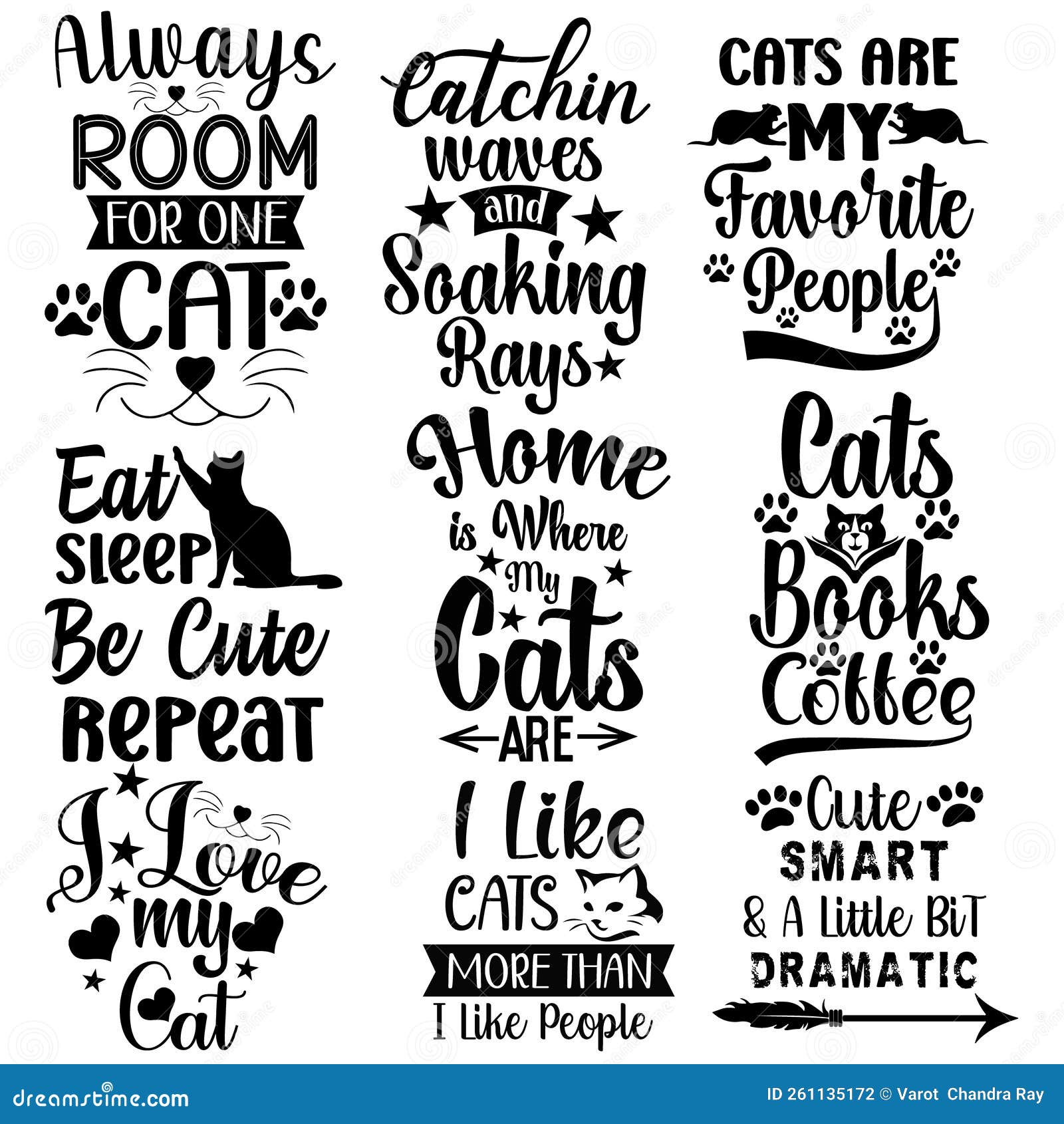 Beautiful Cat Typography T Shirt Design. Stock Vector Illustration of