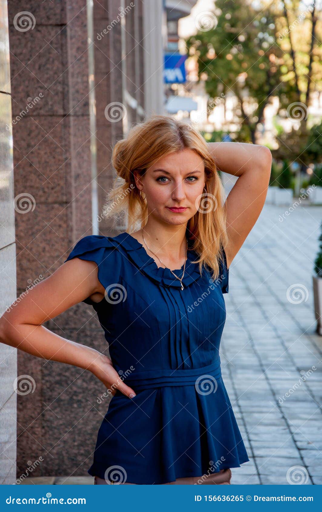 Portrait of Beautiful Blonde Girl Outdoors Stock Image - Image of blue ...