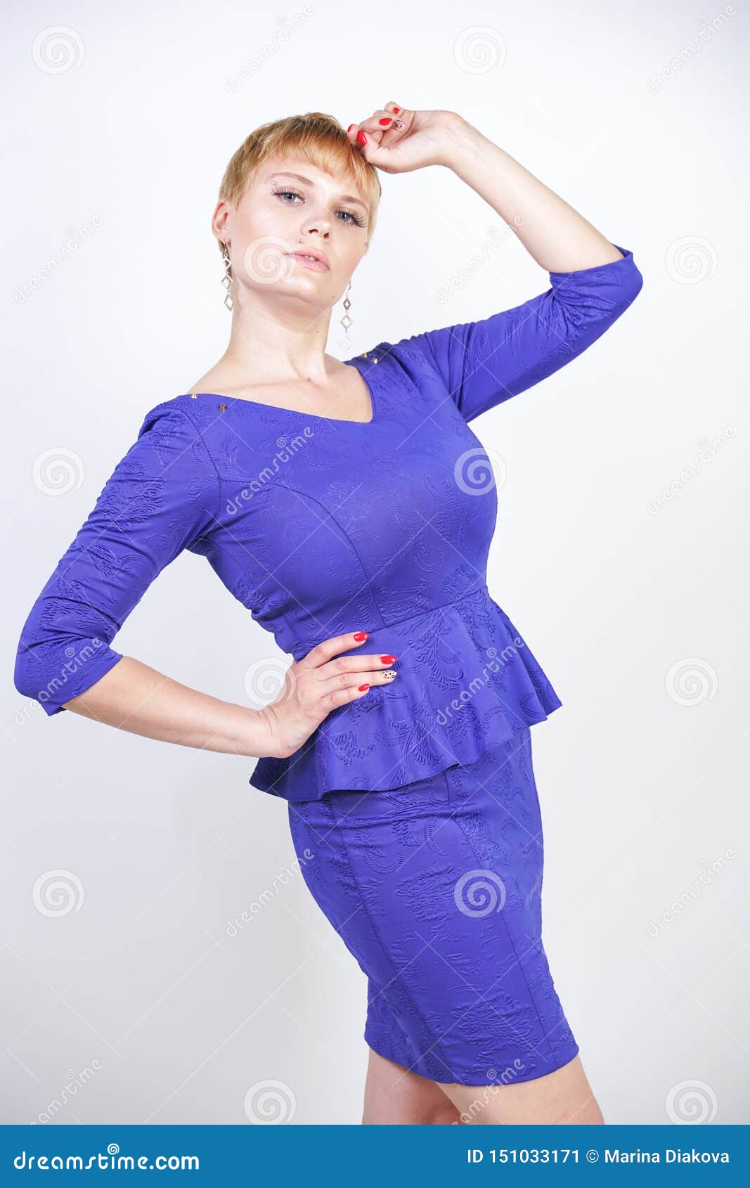 https://thumbs.dreamstime.com/z/beautiful-caucasian-girl-short-hair-plus-size-body-dressed-blue-medium-length-dress-business-style-peplum-t-151033171.jpg