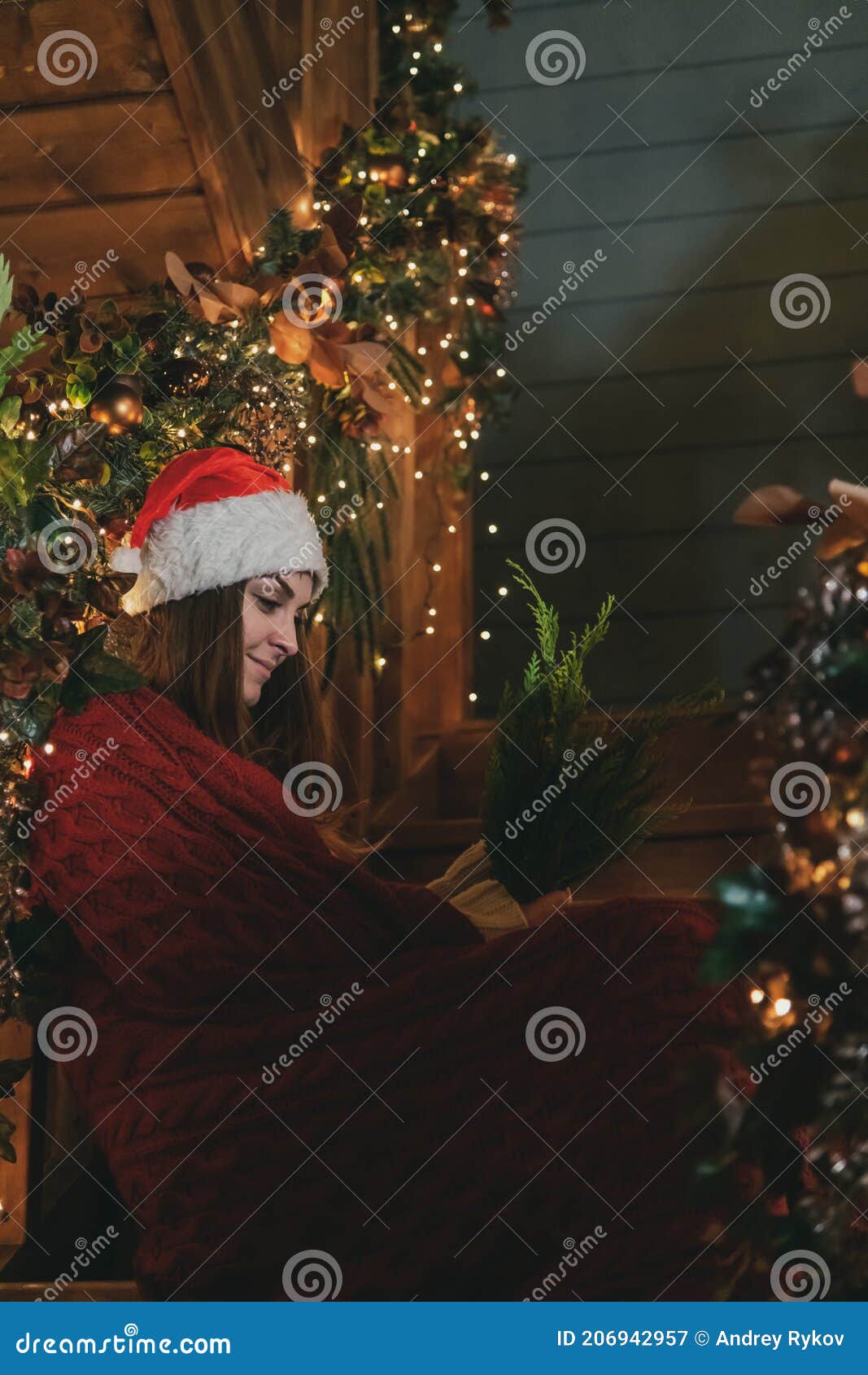 Woman Holds Thuja Green Branches Stock Image - Image of people ...