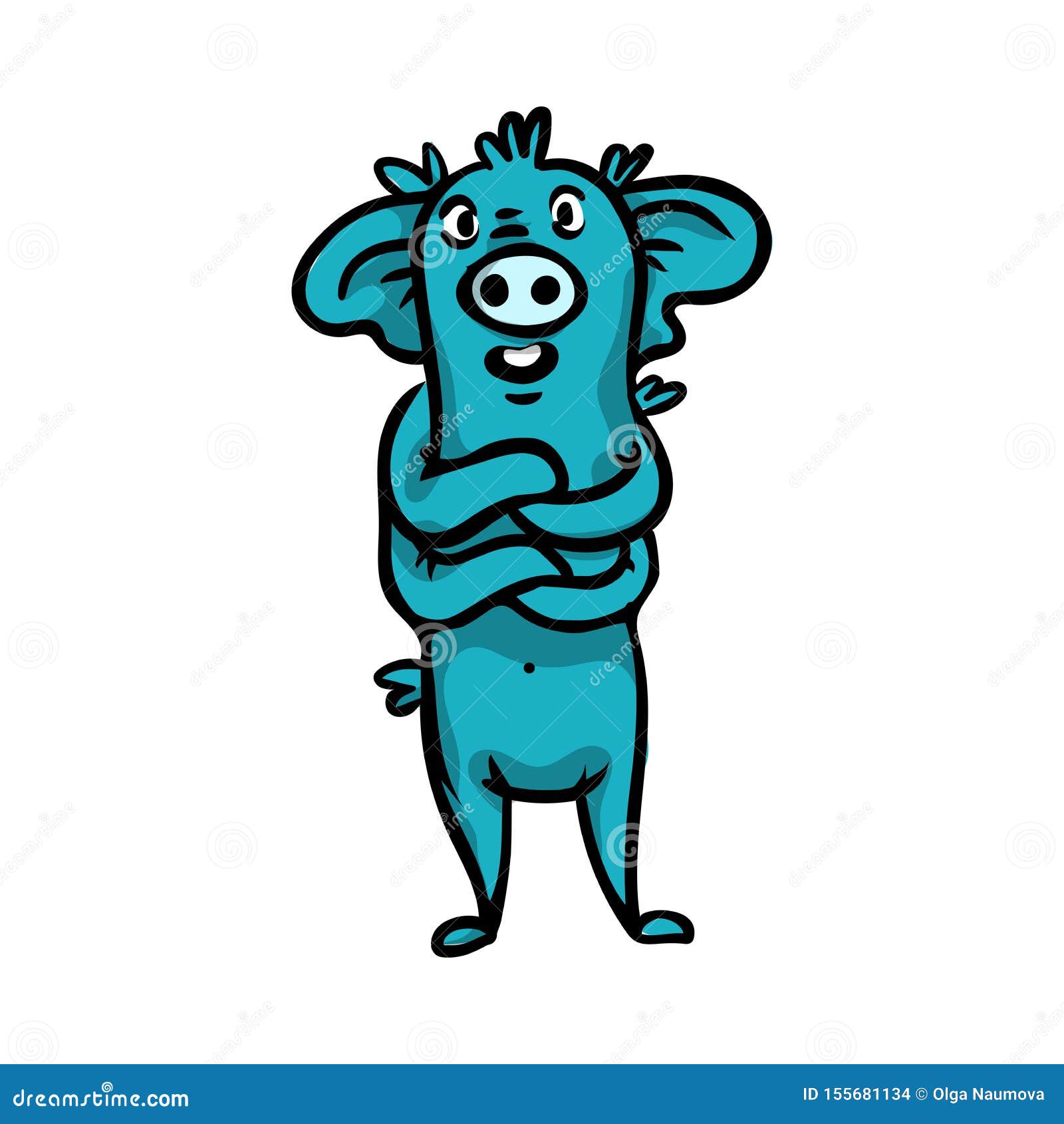 Beautiful Cheerful and Cute Cartoon Monsters with Big Ears and a Heel of Blue. Stock Vector - Illustration of horn, furry: 155681134 Beautiful Cheerful and Cute Cartoon Monsters with Big Ears and a Heel of Blue. Stock Vector - Illustration of horn, furry: 155681134