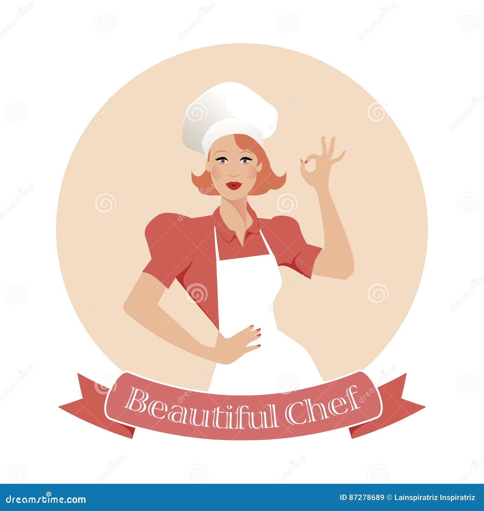 Beautiful Chef. Restaurant Emblem Stock Vector - Illustration of ...