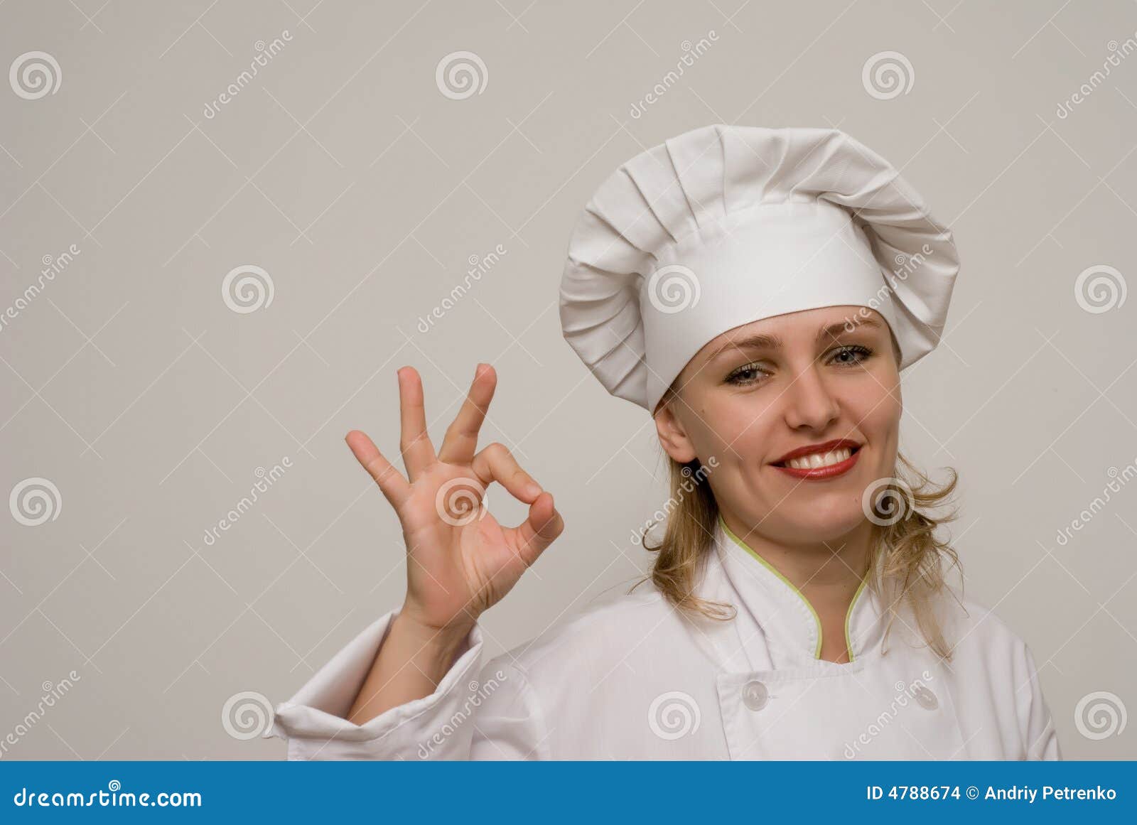 Beautiful Chef Showing On A Light Background Stock Photo - Image of ...