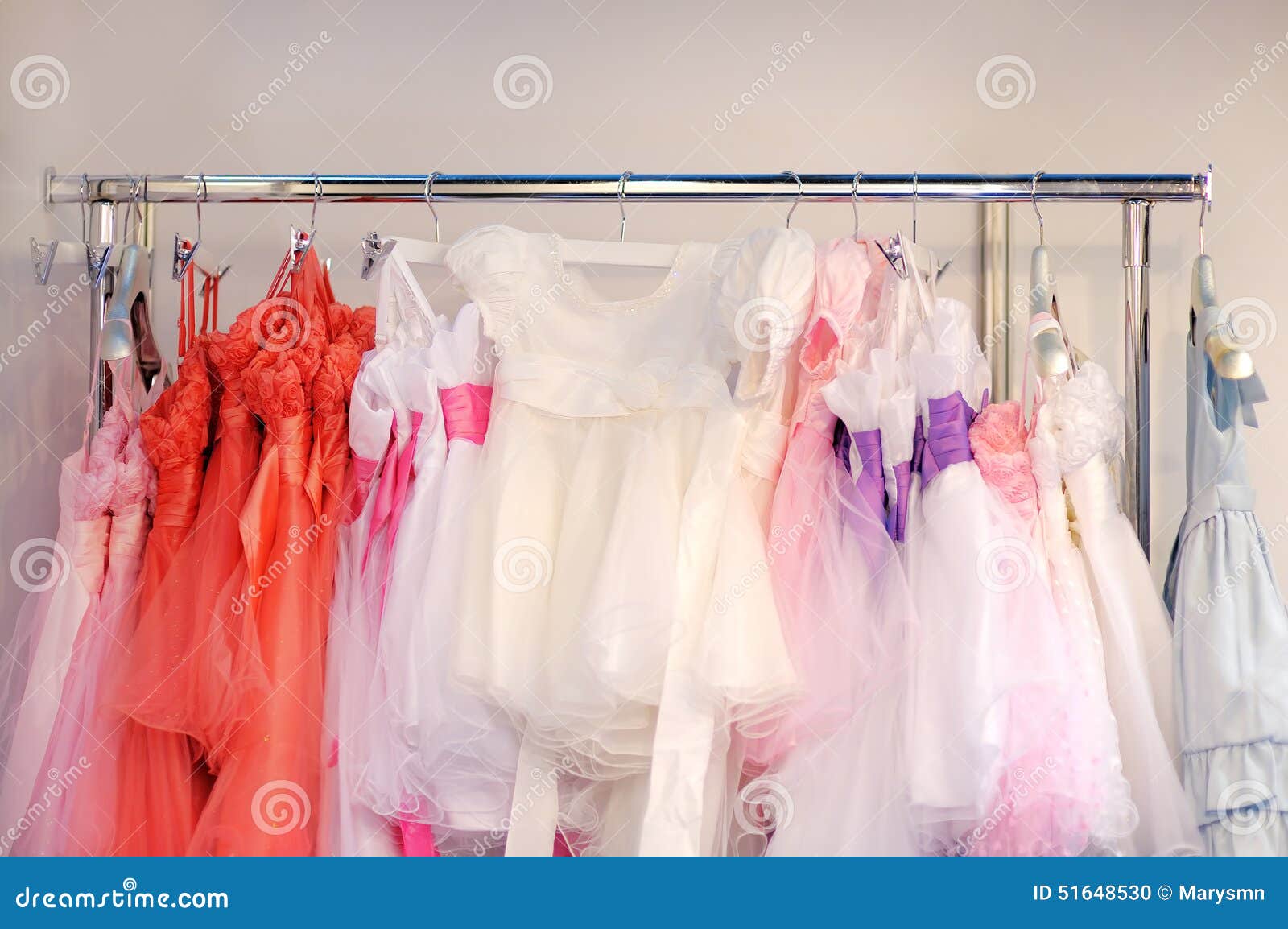 Beautiful Children Dresses for Little Girls Stock Photo - Image of hang ...