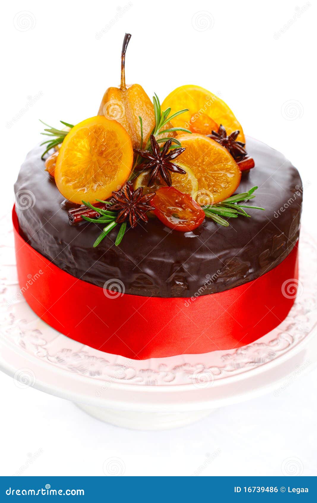 Beautiful Chocolate Cake With Glazed Fruit Stock Photo - Image of ...
