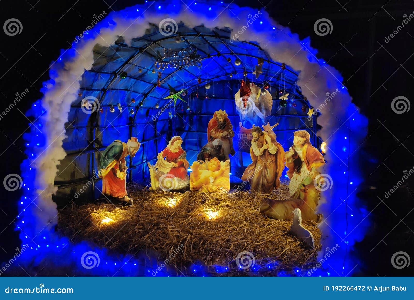 Beautiful Christmas Crib. stock photo. Image of goats - 192266472