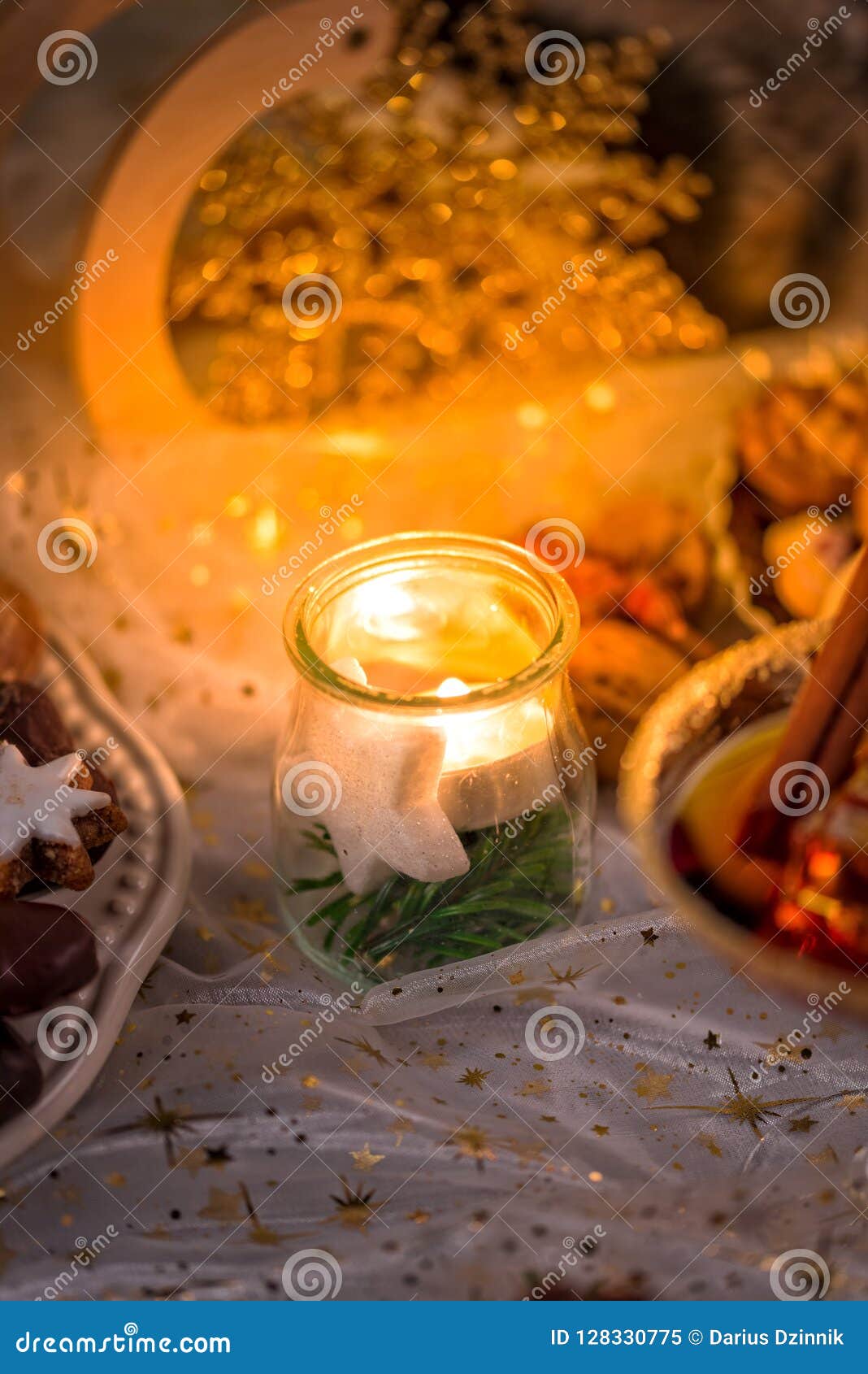 Party Tealight Candles Floating In Glass And Crystal Cylinders Royalty