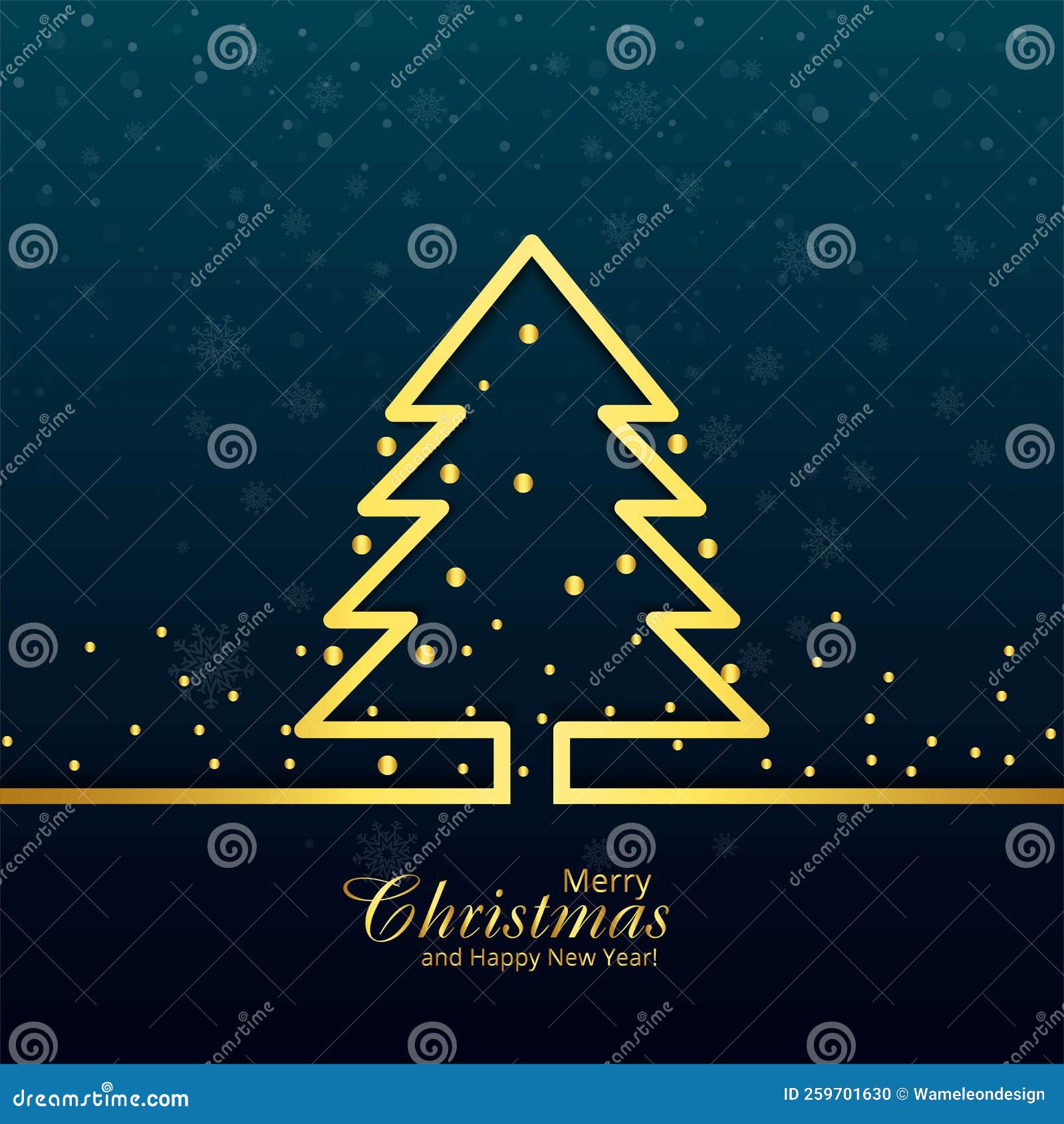 Christmas Tree Greeting Card for Print or  Stock Illustration