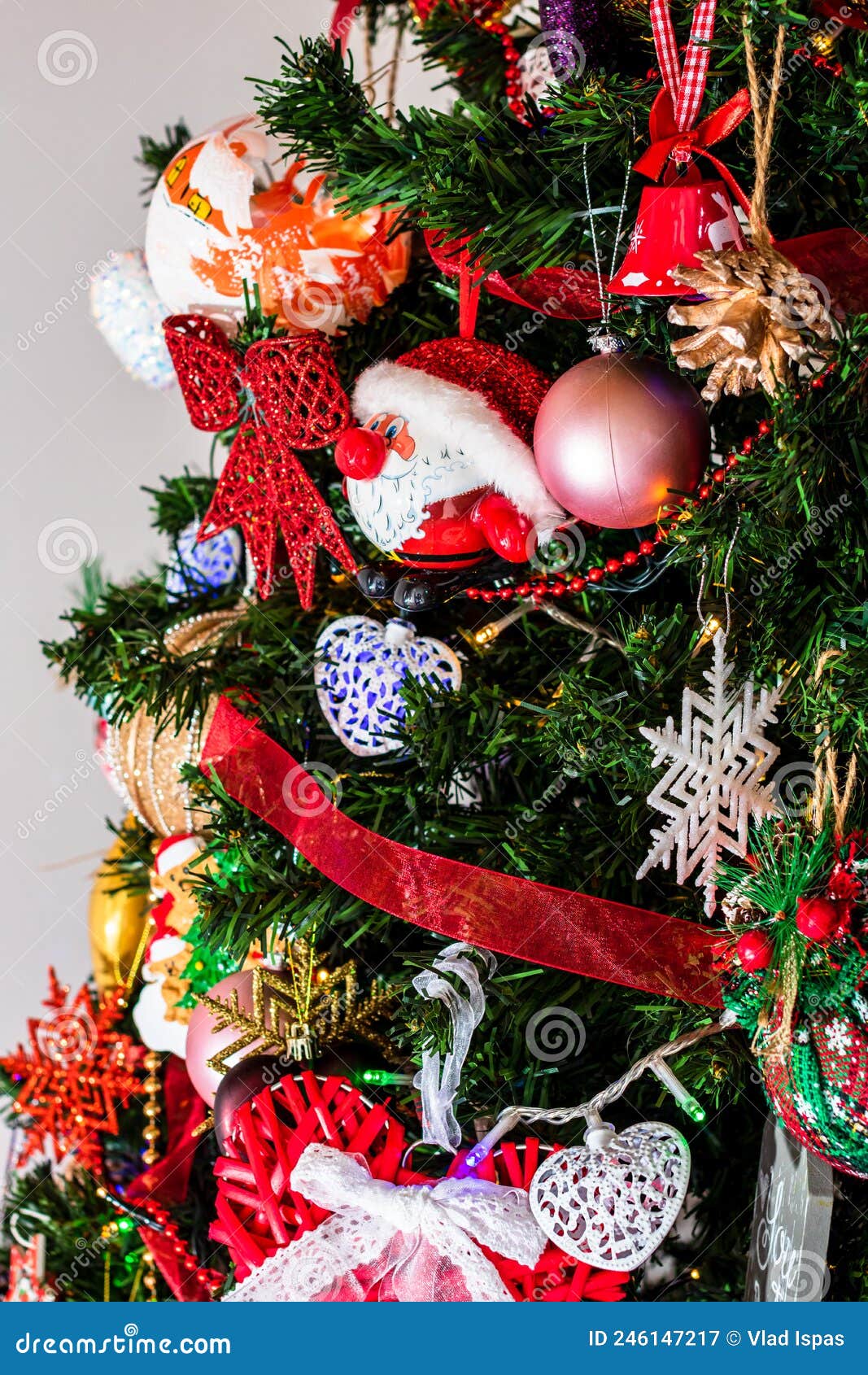 Beautiful Christmas Tree with Lights and Decorations Stock Image