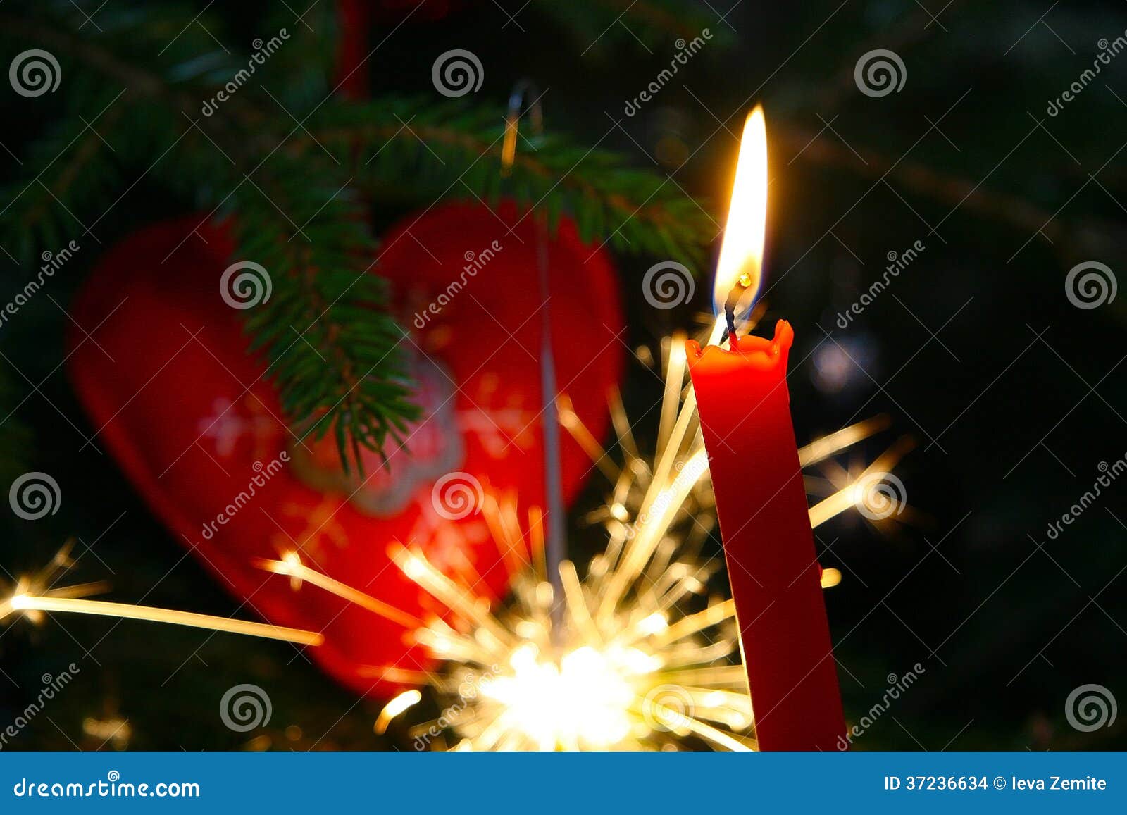 Christmas Candle, New Years Eve Stock Photo Image of ball, dark 37236634