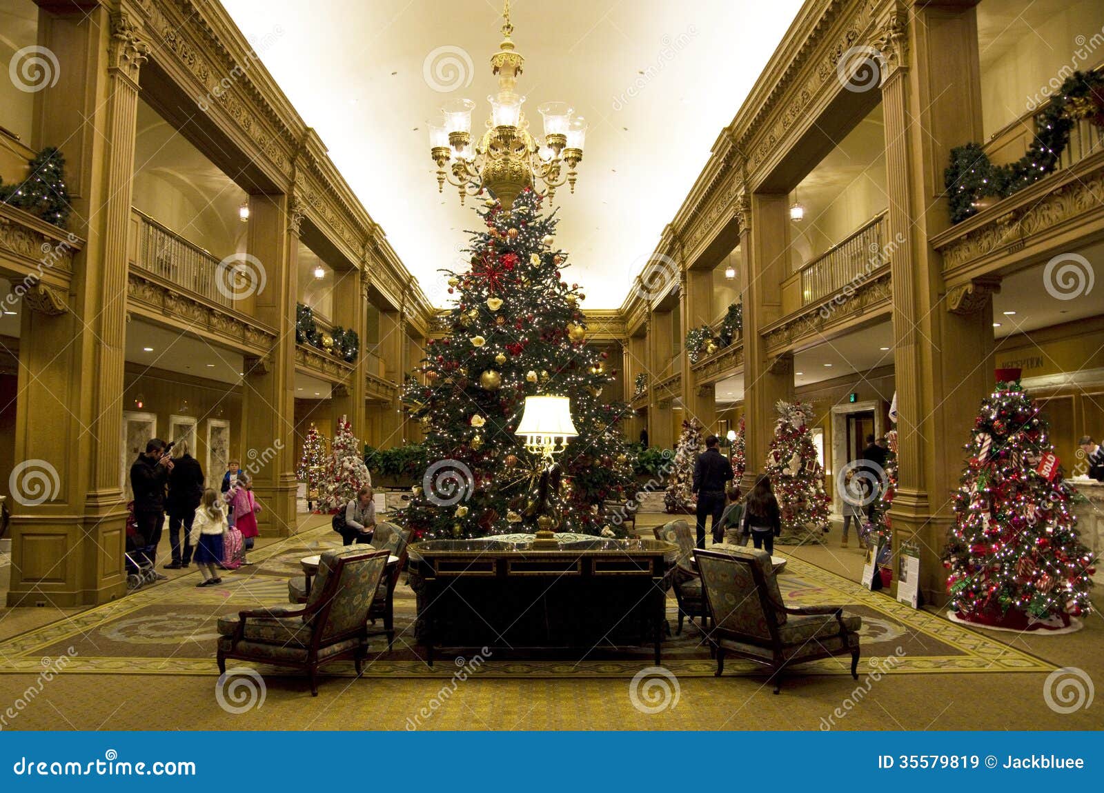 Beautiful Christmas Trees in a Luxury Hotel Editorial Stock Image ...