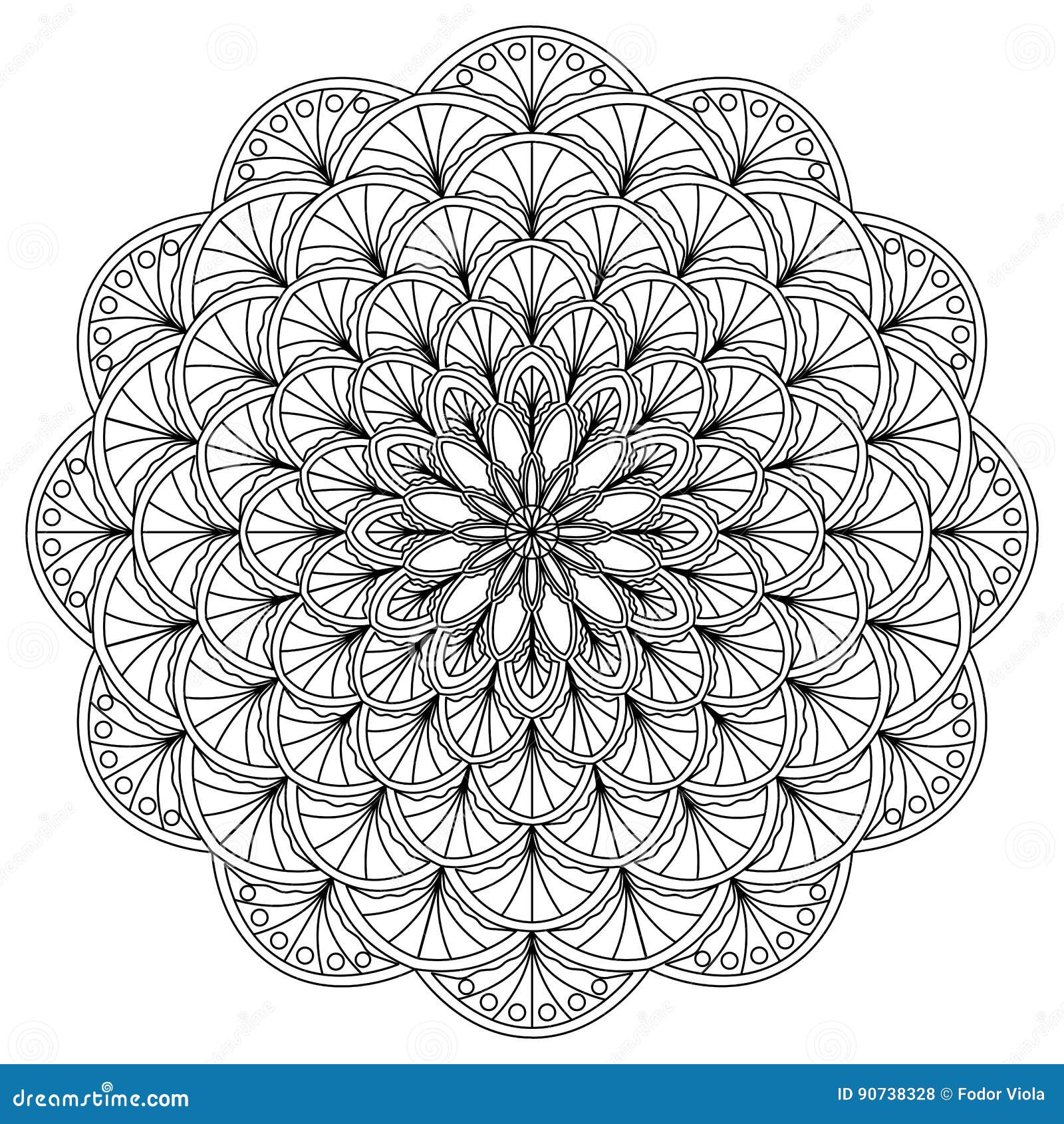 Beautiful Circle Mandala Adult Coloring Page Stock Vector