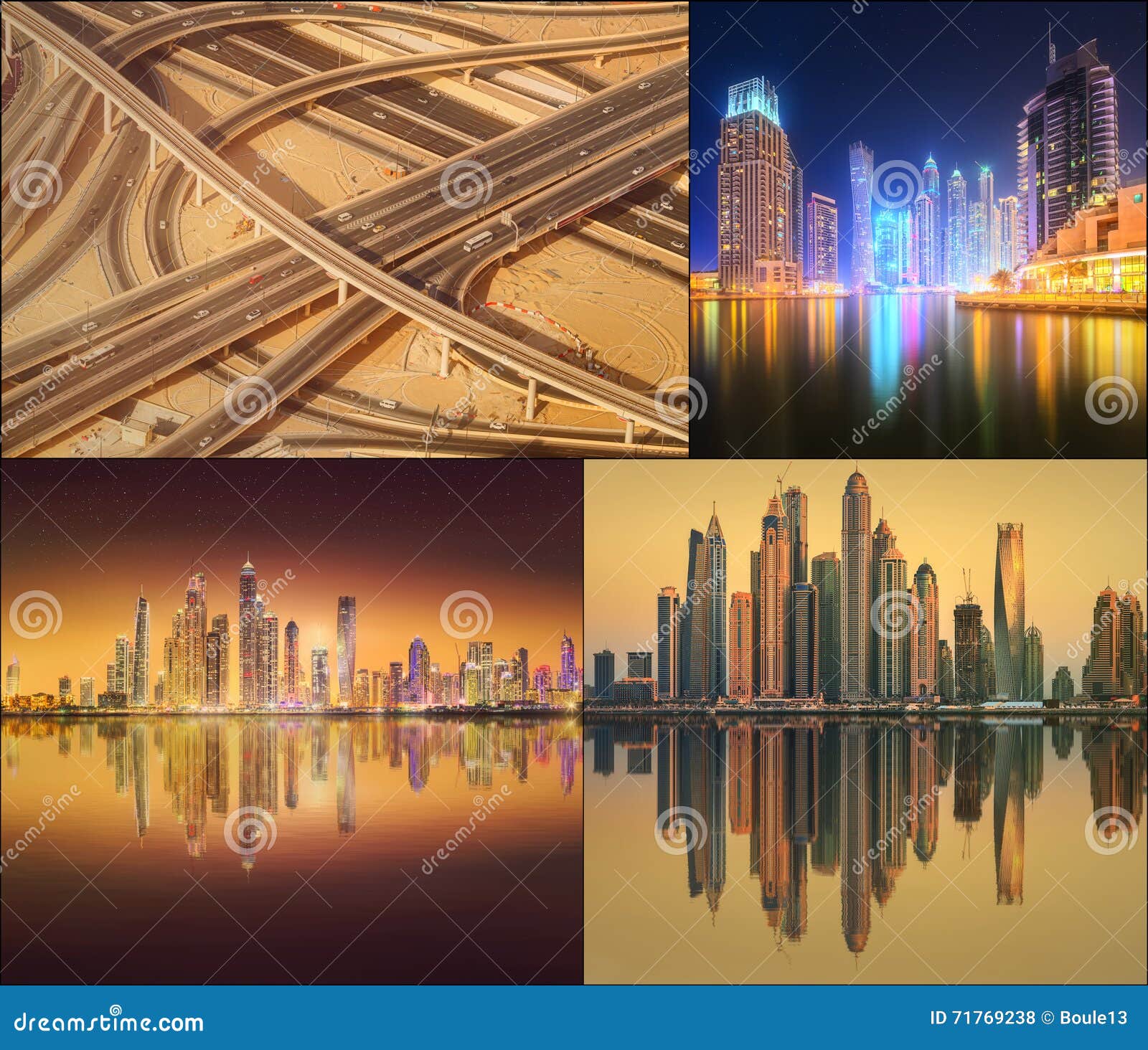 Beautiful Cityscape Set and Collage of Dubai Stock Photo Image of