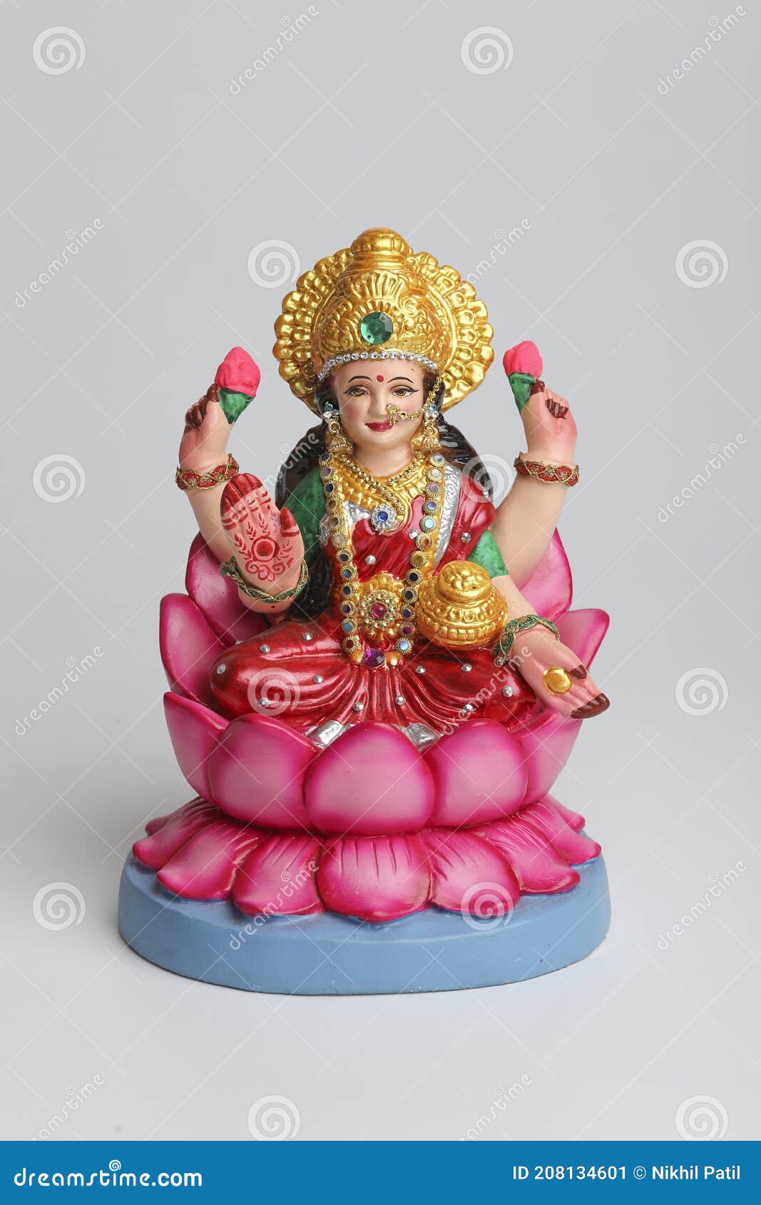 Beautiful Clay Idol of Hindu Goddess Lakshmi or Laxmi on White ...