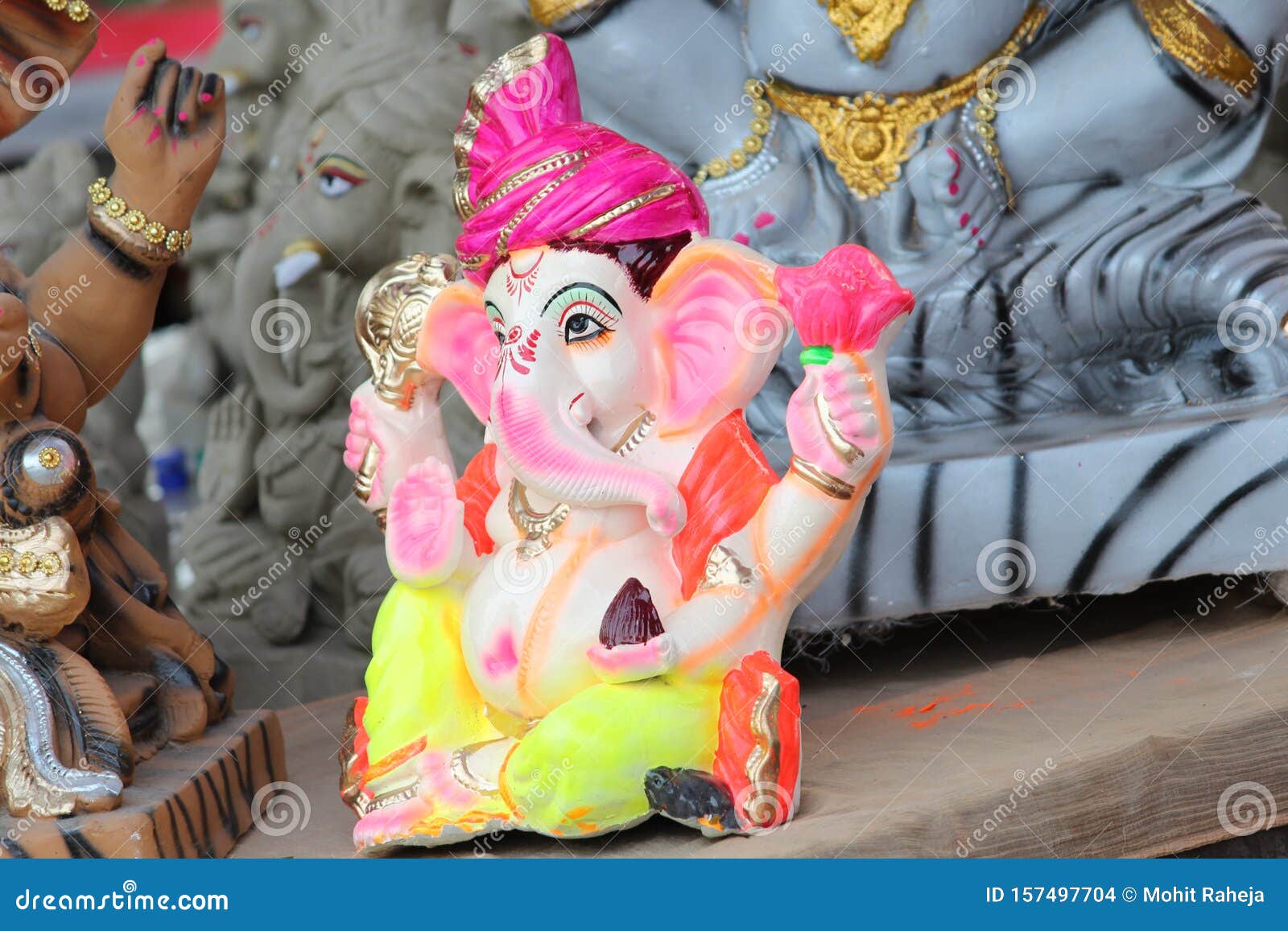A Beautiful Clay Statue/Idol of an Indian God Lord Ganesha Decorated ...