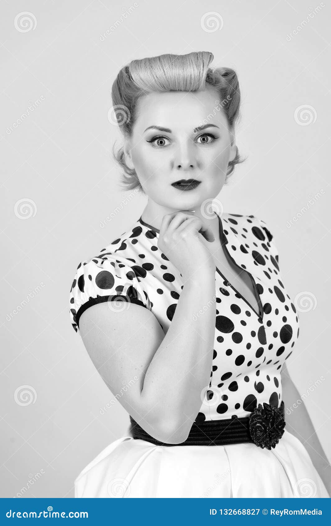 Beautiful Close-up Portrait of Vintage Styled Woman Model Stock Image ...