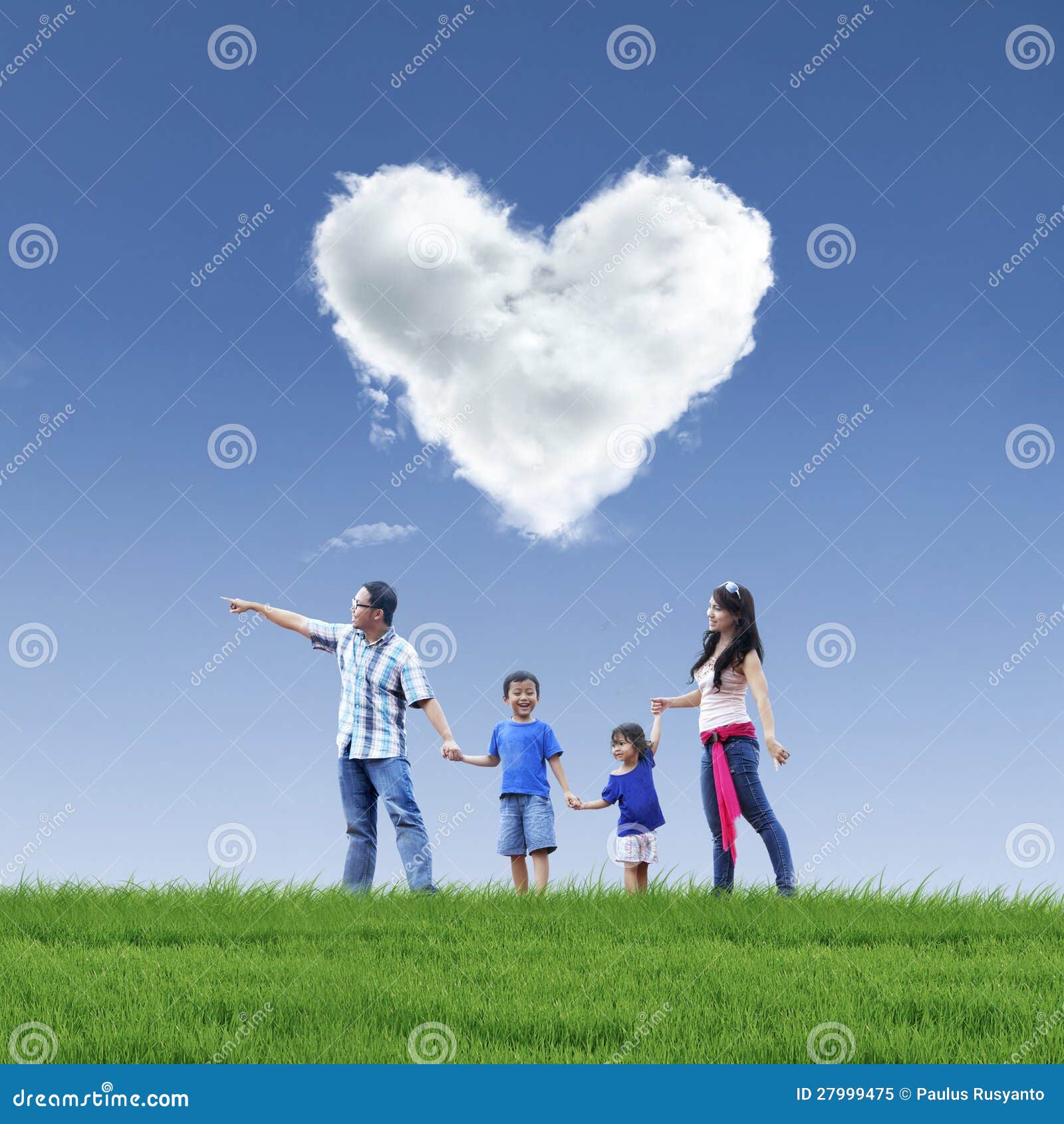 Beautiful Cloud Love and Family on Blue Sky Stock Image Image of