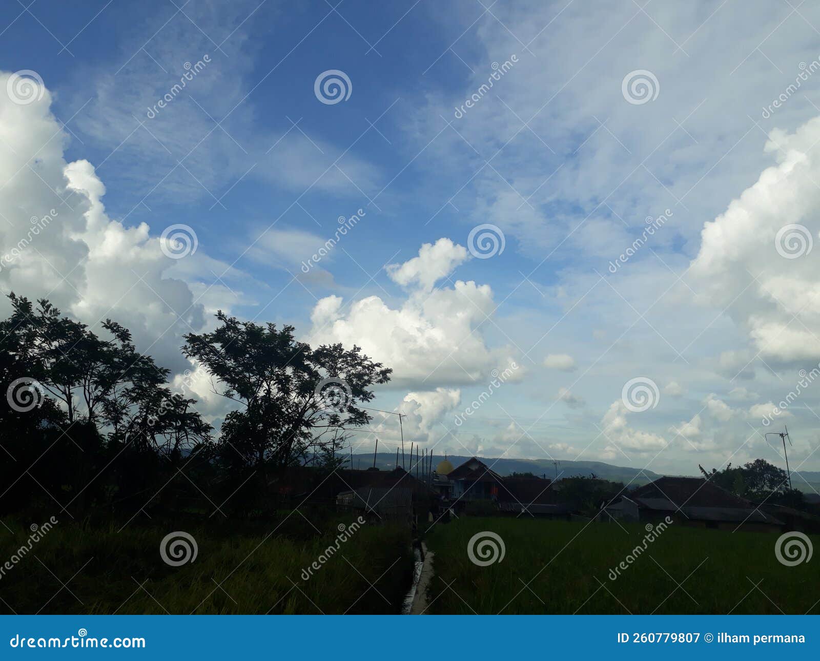 Beautiful Cloud View in the Afternoon Around the Village Stock Image