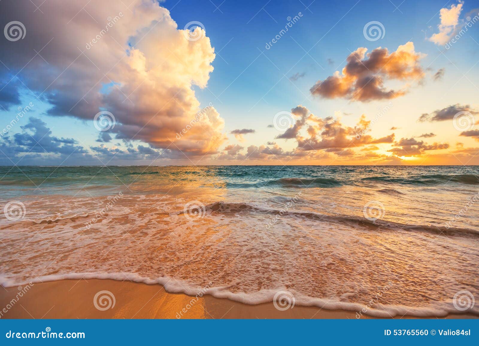 beautiful cloudscape over caribbean sea, sunrise shot