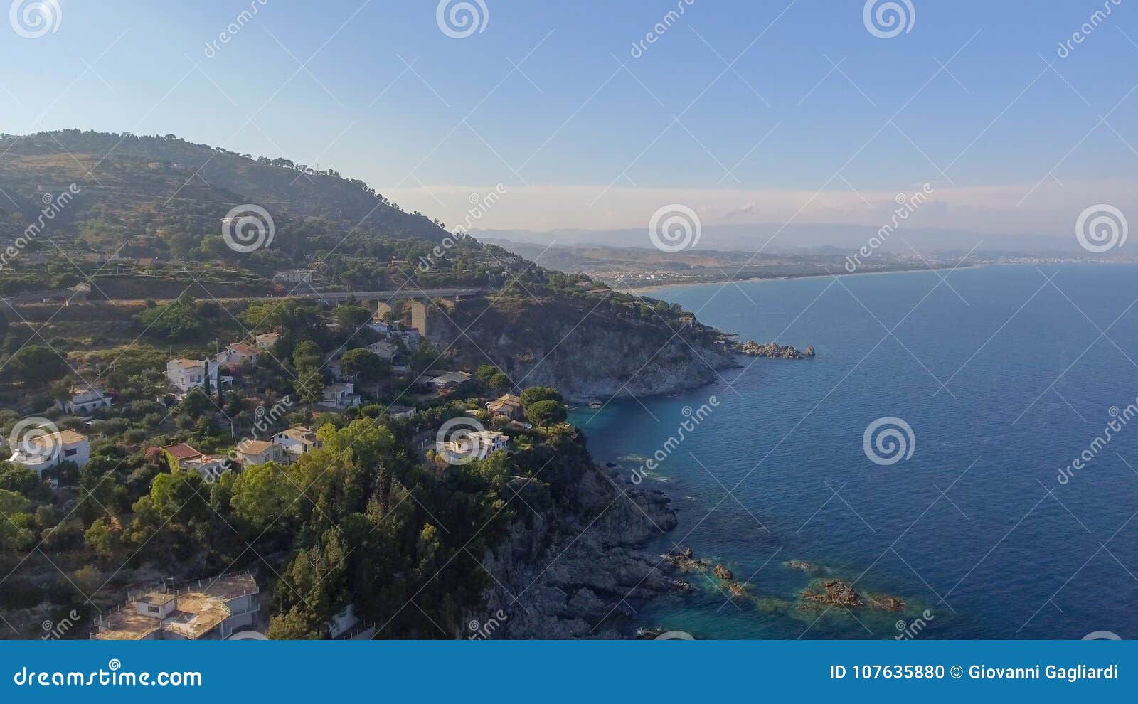 beautiful coast of camina, calabria aerial view