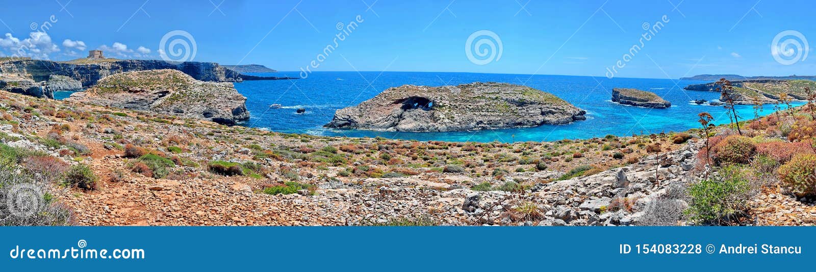 malta coast blue lagoon in comino island, malta