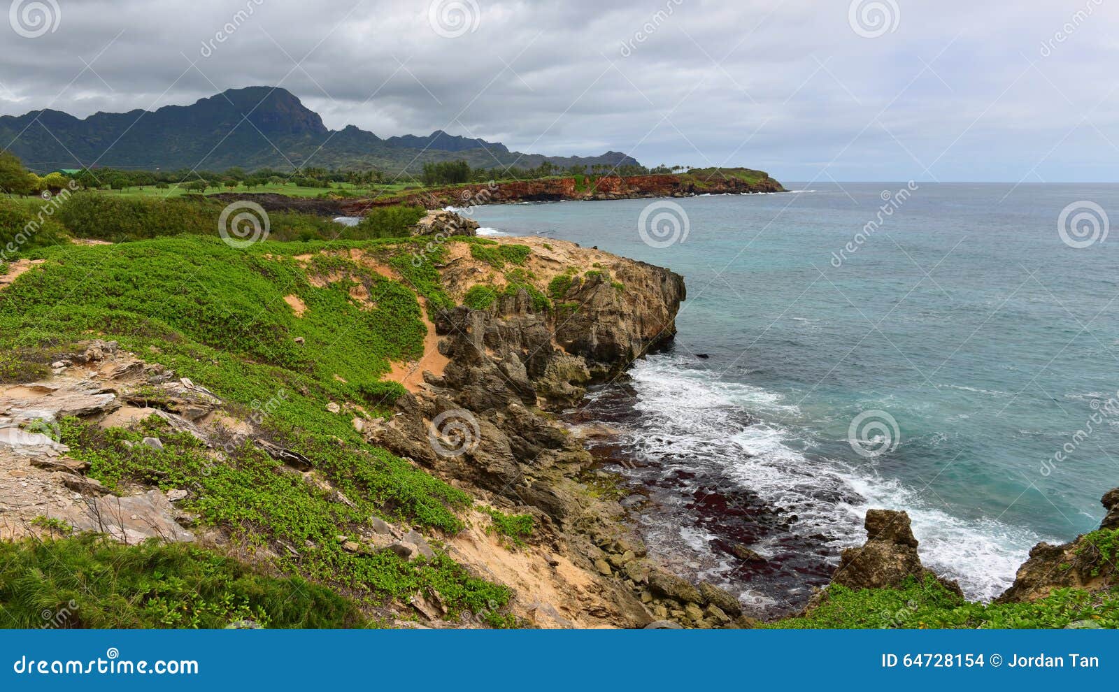 beautiful coastline along mahaulepu heritage trail in kauai island