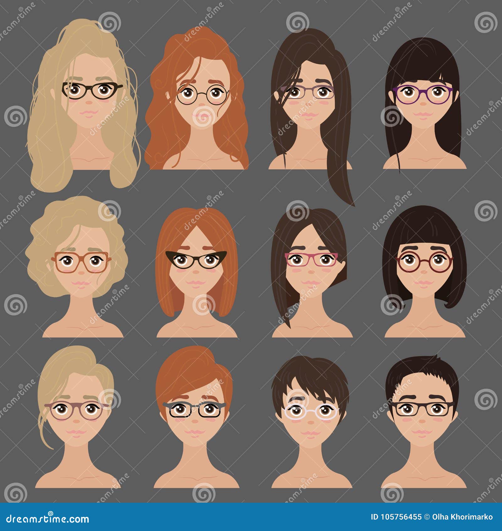 Beautiful Collection of Female in Glasses Stock Vector - Illustration of  classic, eyesight: 105756455