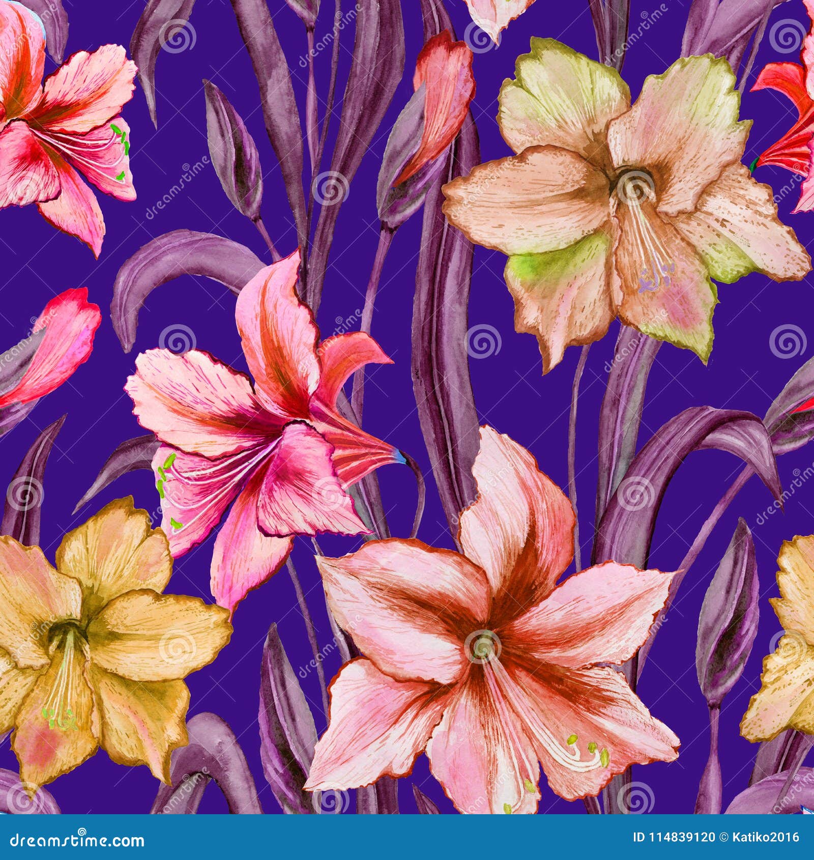 Seamless spring floral background with a dense pattern of pretty