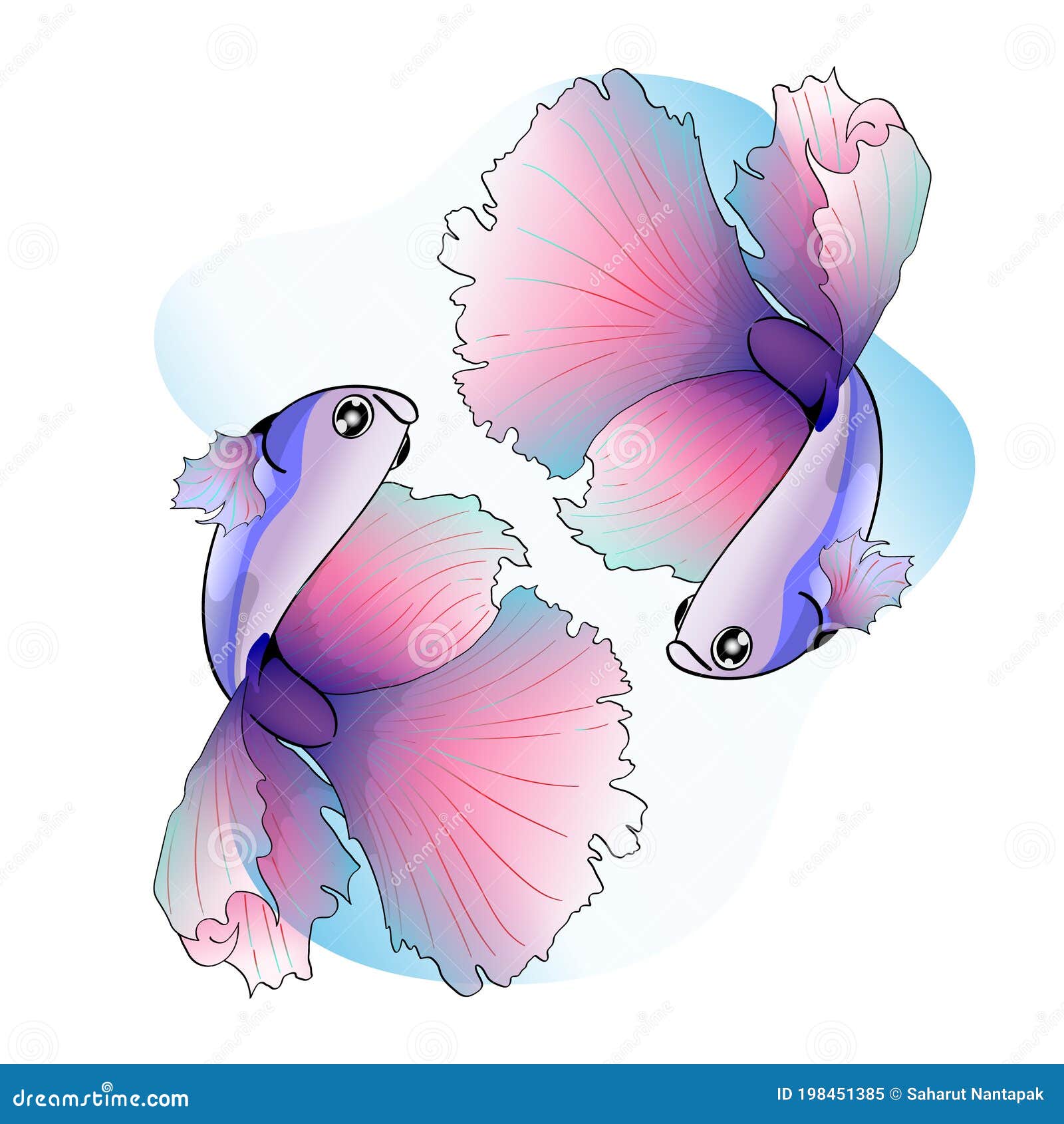 Beautiful Colorful Betta Fish Vector Stock Vector Illustration of background, fighting 198451385