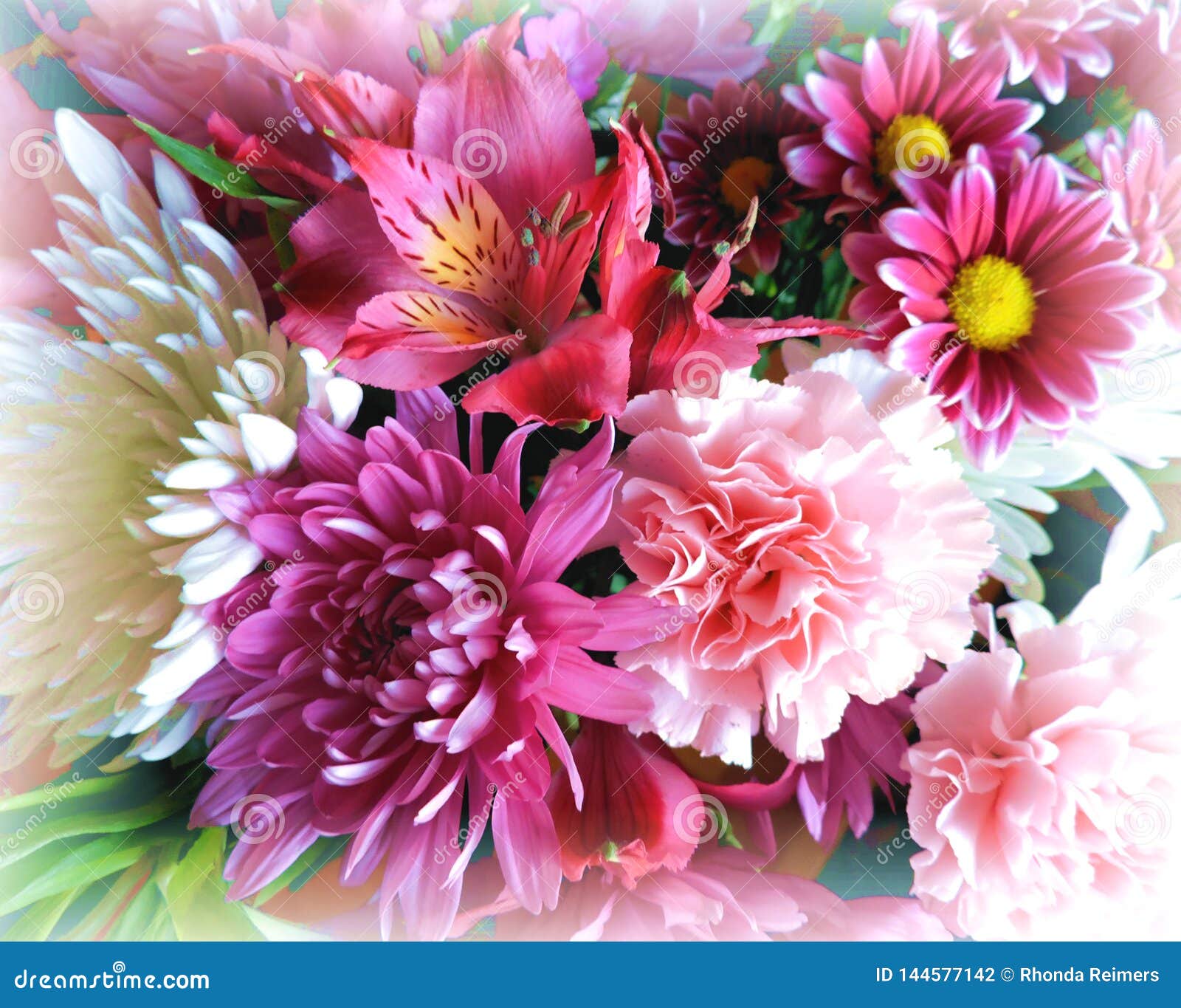 Beautiful Colorful Bouquet of Springtime Flowers with Soft Edge Around ...