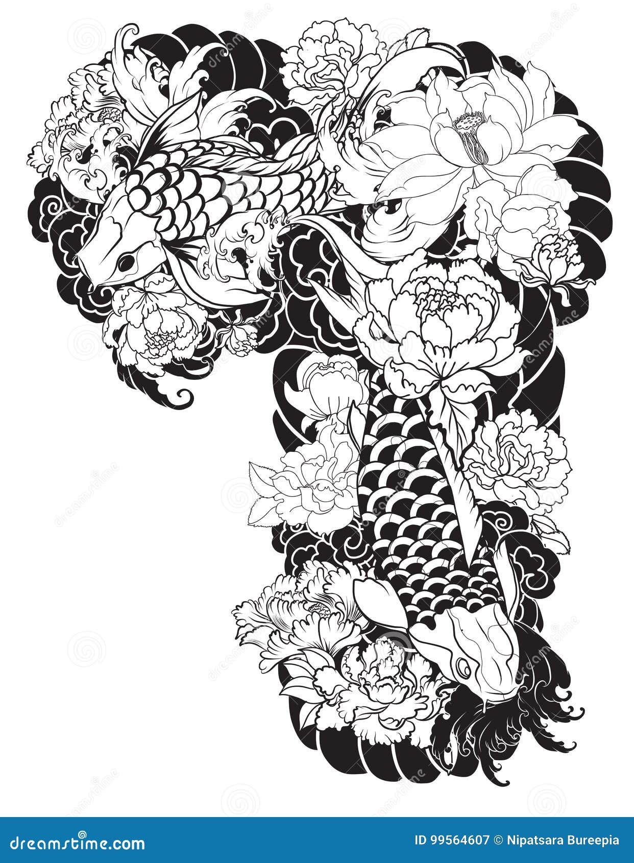 traditional japanese water tattoo flash