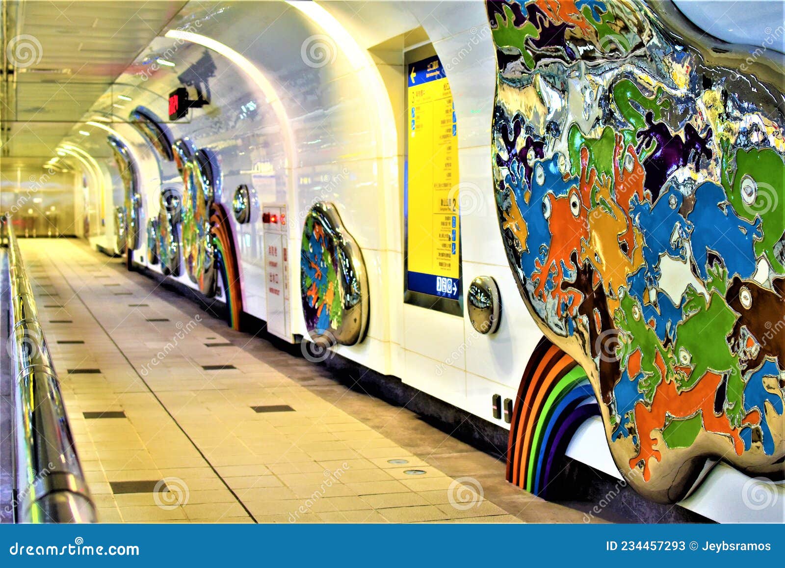 Beautiful Colorful Wall Art at the Airport Editorial Stock Photo