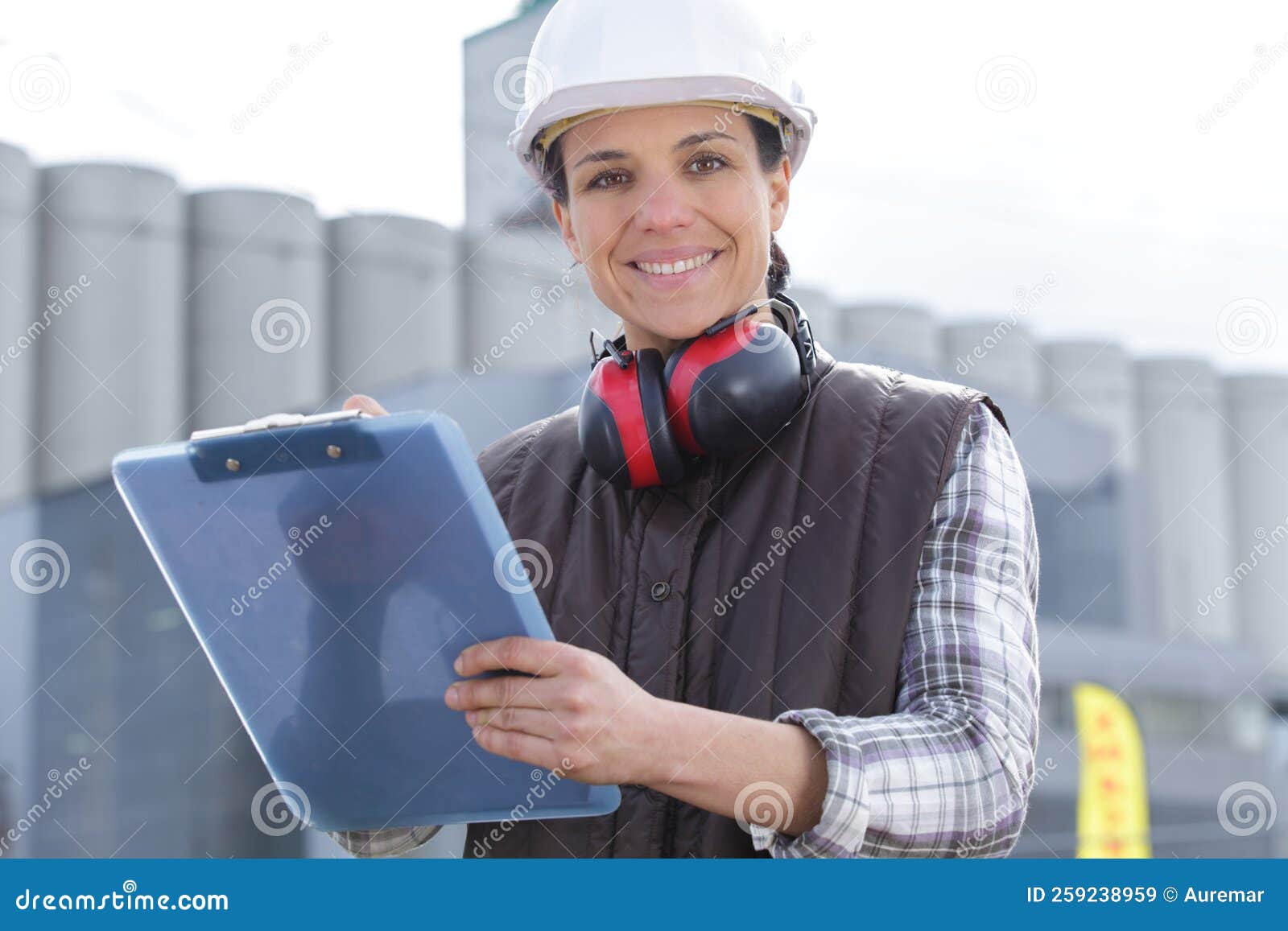 Beautiful Construction Worker Holding Paper Holder Stock Image Image