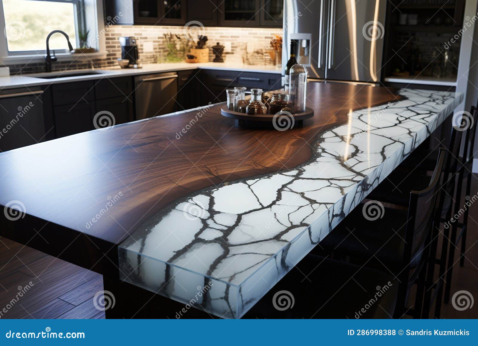 Beautiful Countertop Made with White Epoxy Resin Stock Illustration