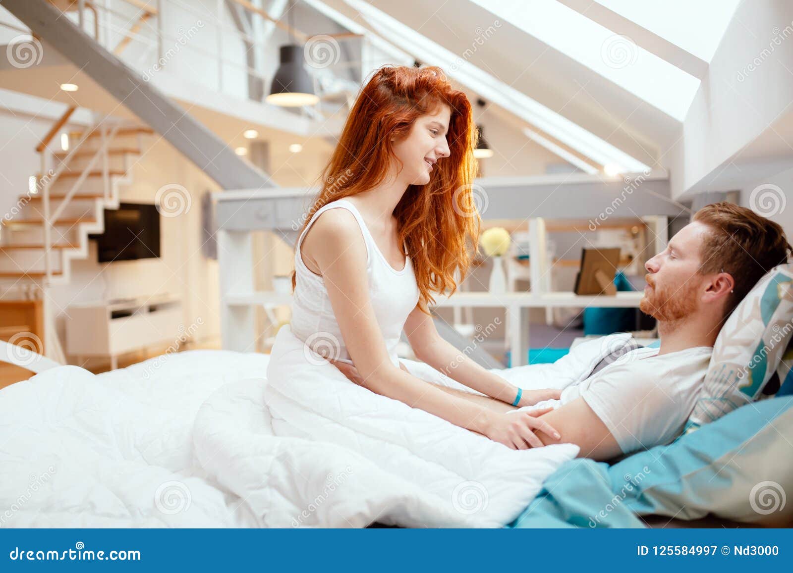 Beautiful Couple Romance In Bed Stock Image Image Of