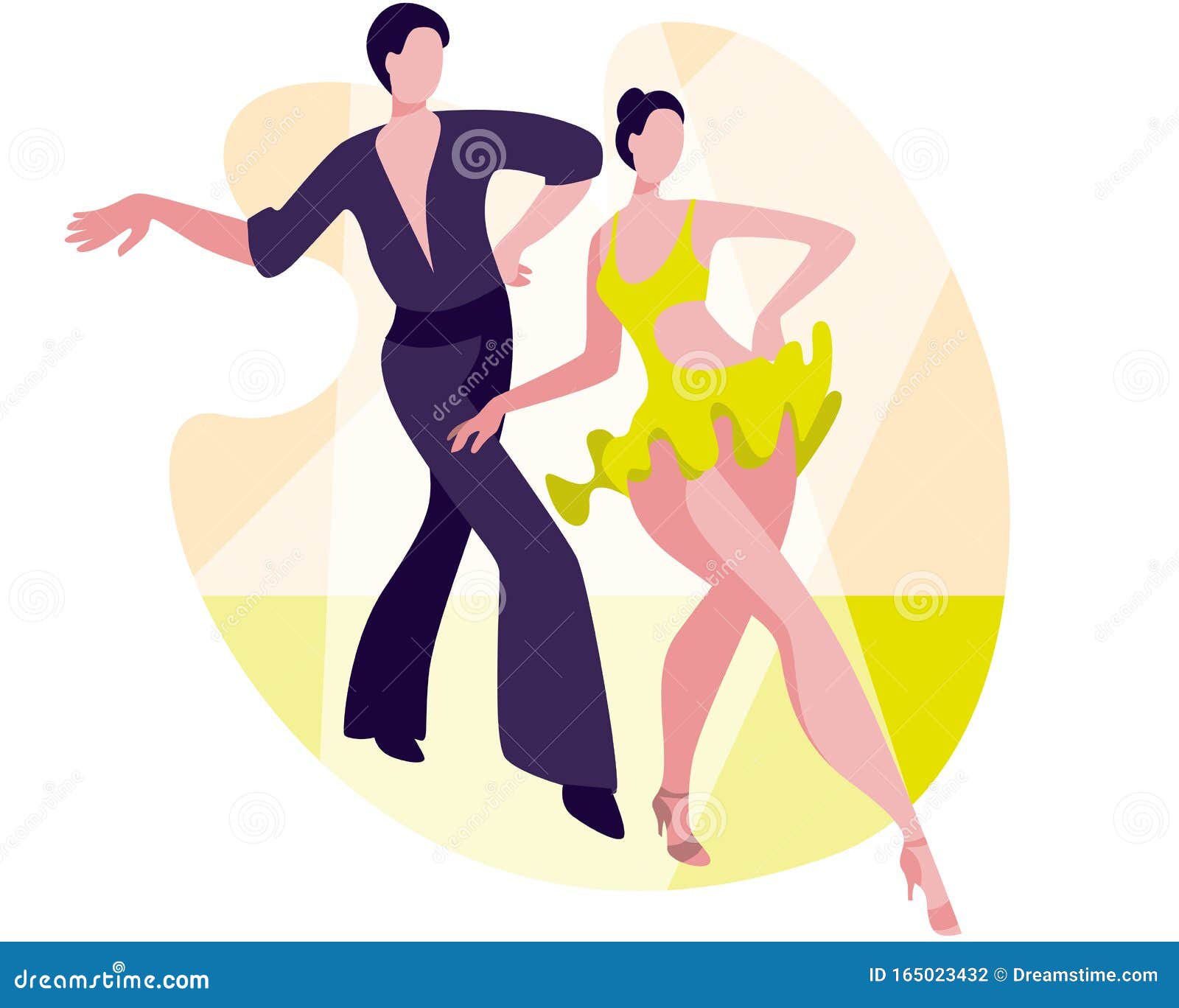 Beautiful Couple Dancing Latin American Dance Of Cha-Cha-Cha. Stock Vector  - Illustration Of Love, Isolated: 165023432