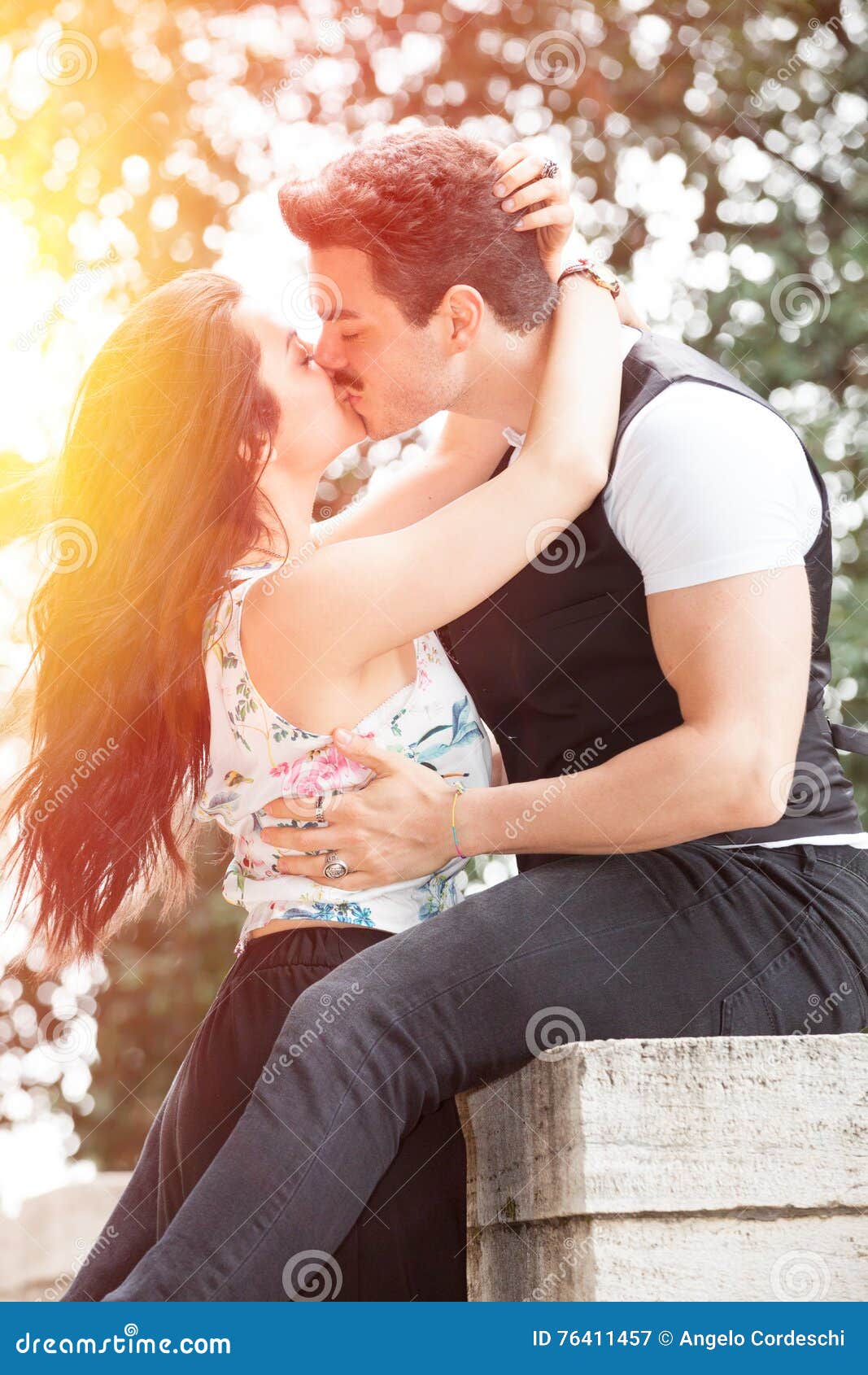 Beautiful Couple Kissing and Love. Loving Relationship and Feeling